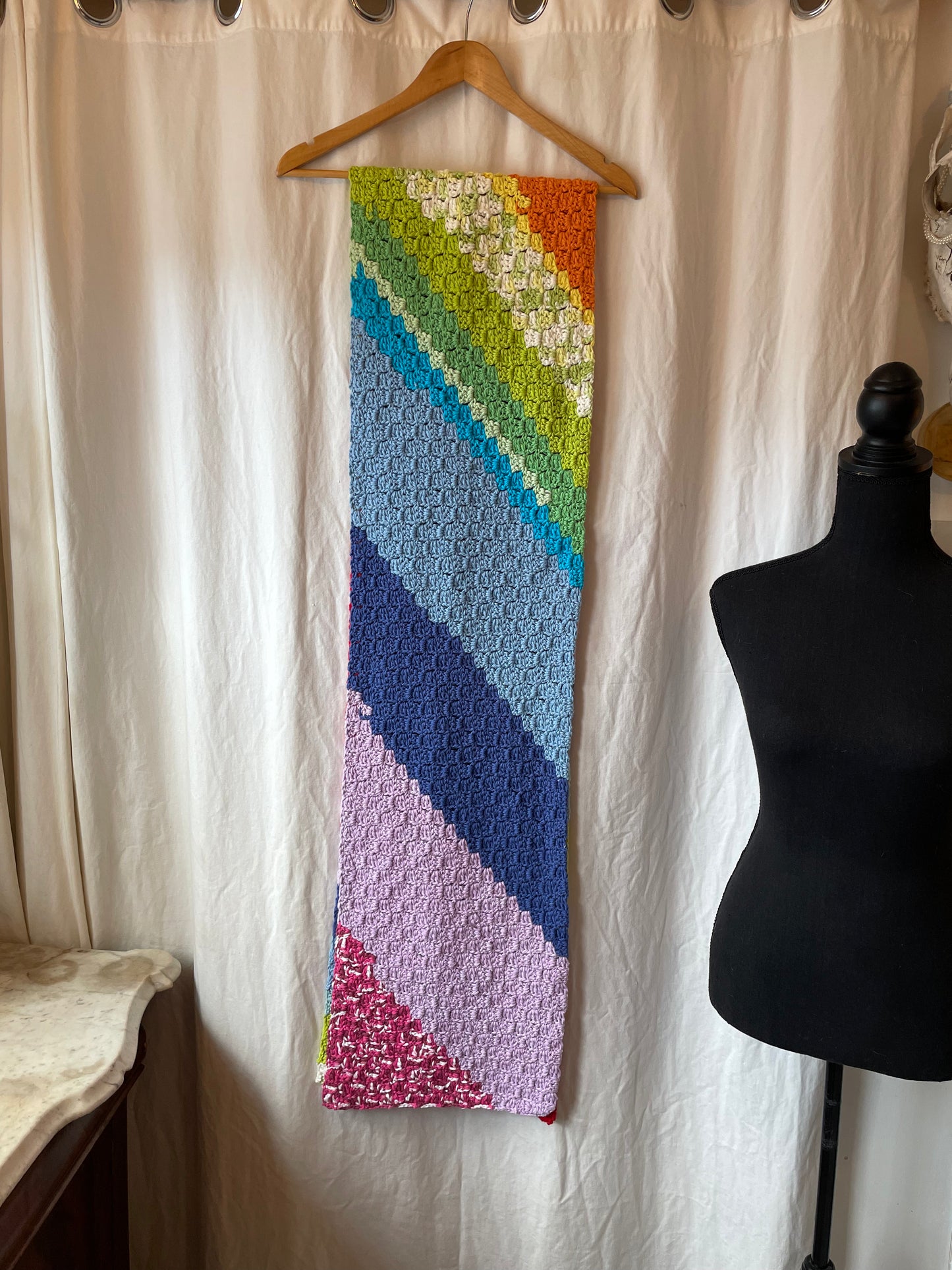 The Cotton Rainbow Scarf | Substantial 100% Cotton | 8-Foot Crocheted Wrap