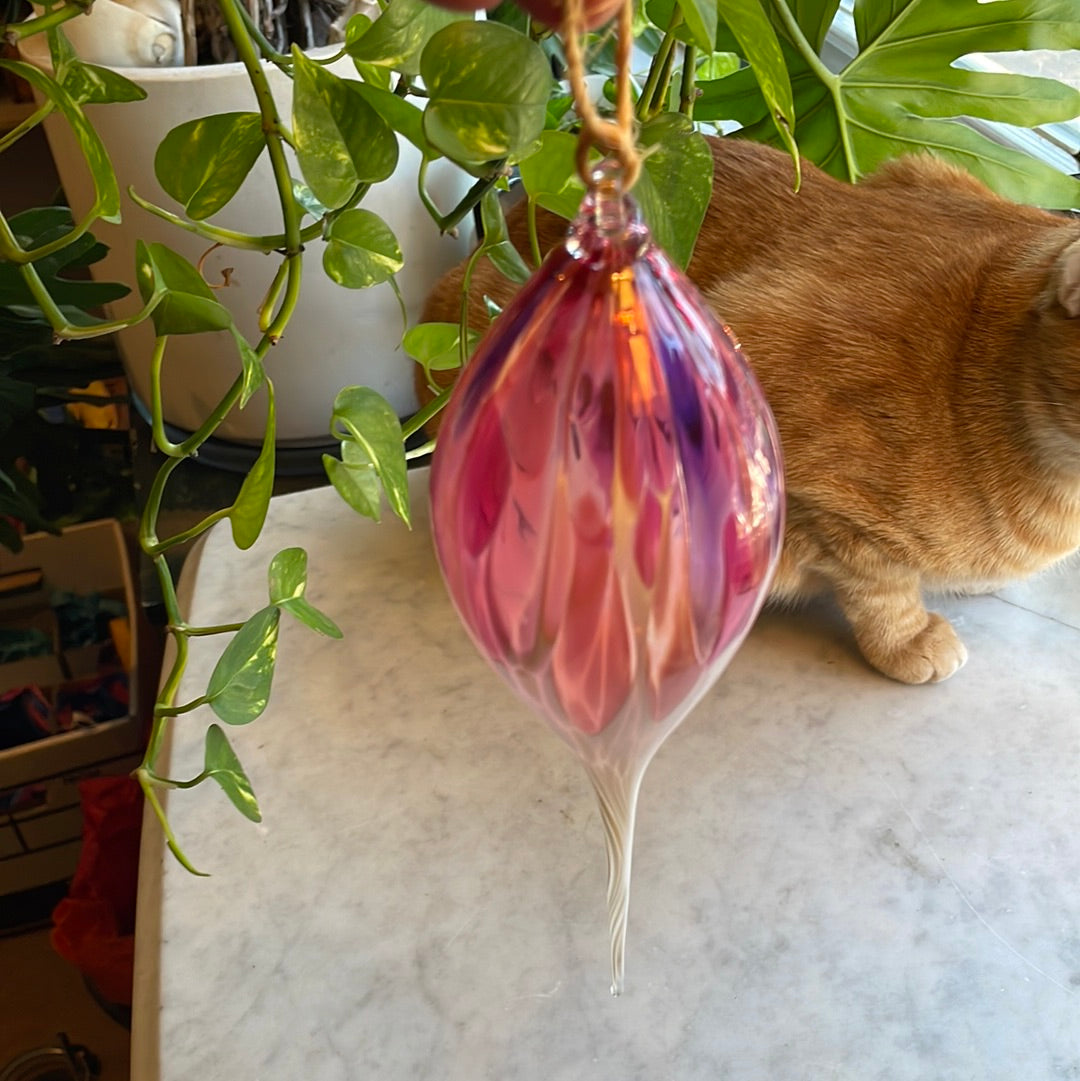 Pink Handblown glass finial ornament