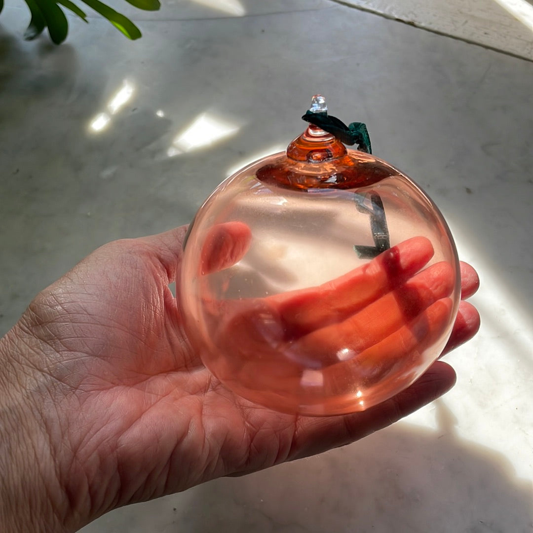 Clear coral Handblown glass holiday ball