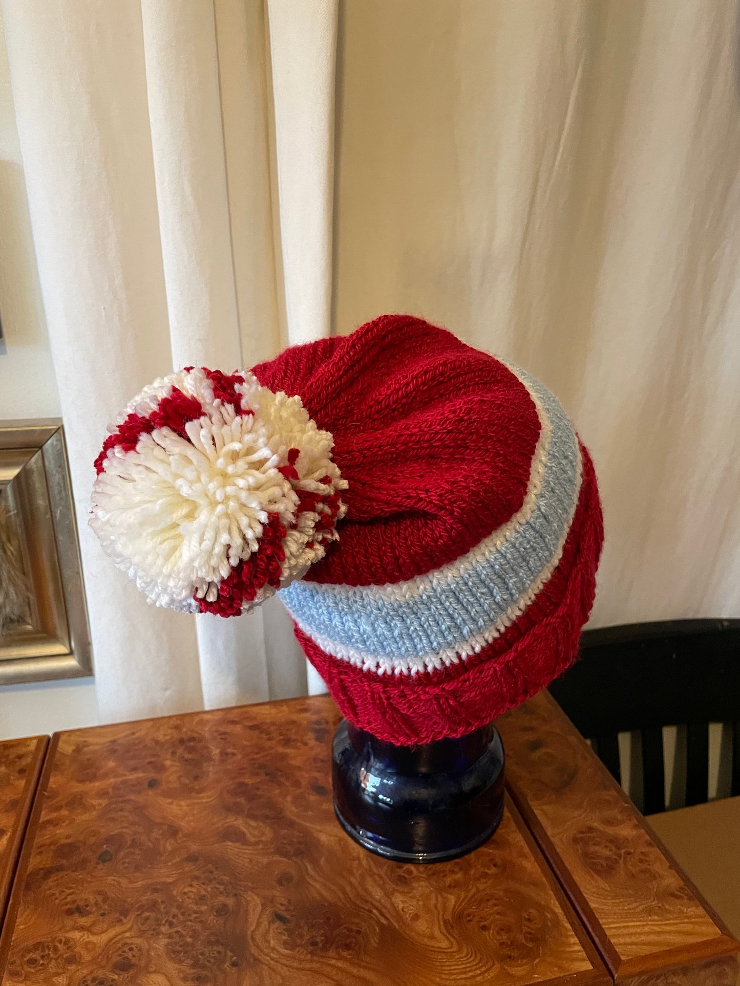 Philadelphia baseball pompom hand knit beanie