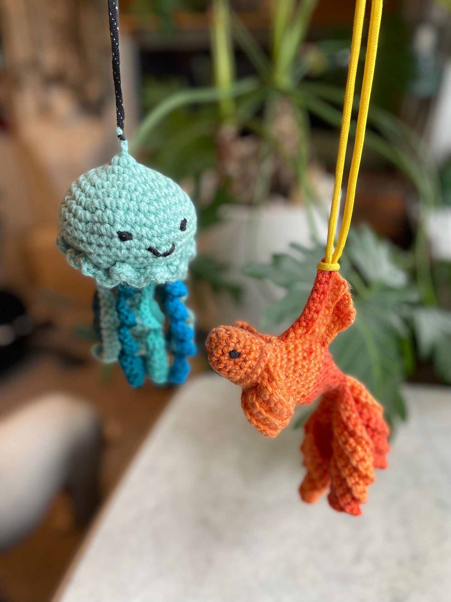 Hand crocheted jellyfish amigurumi