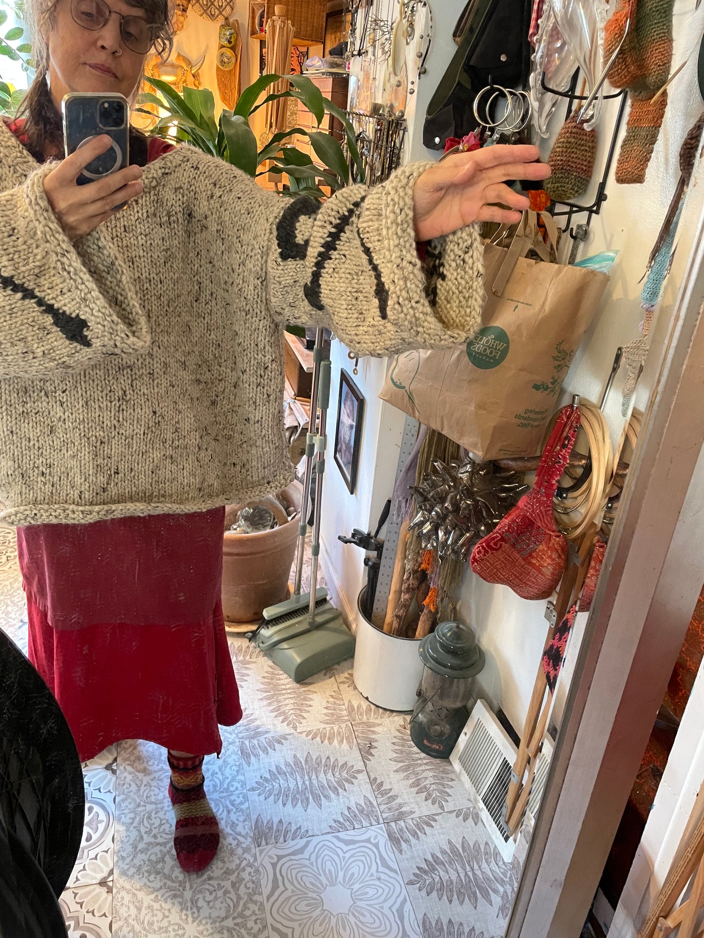 Boxy Unisex Skull Sweater — Oatmeal + Charcoal Heather 4-5XL