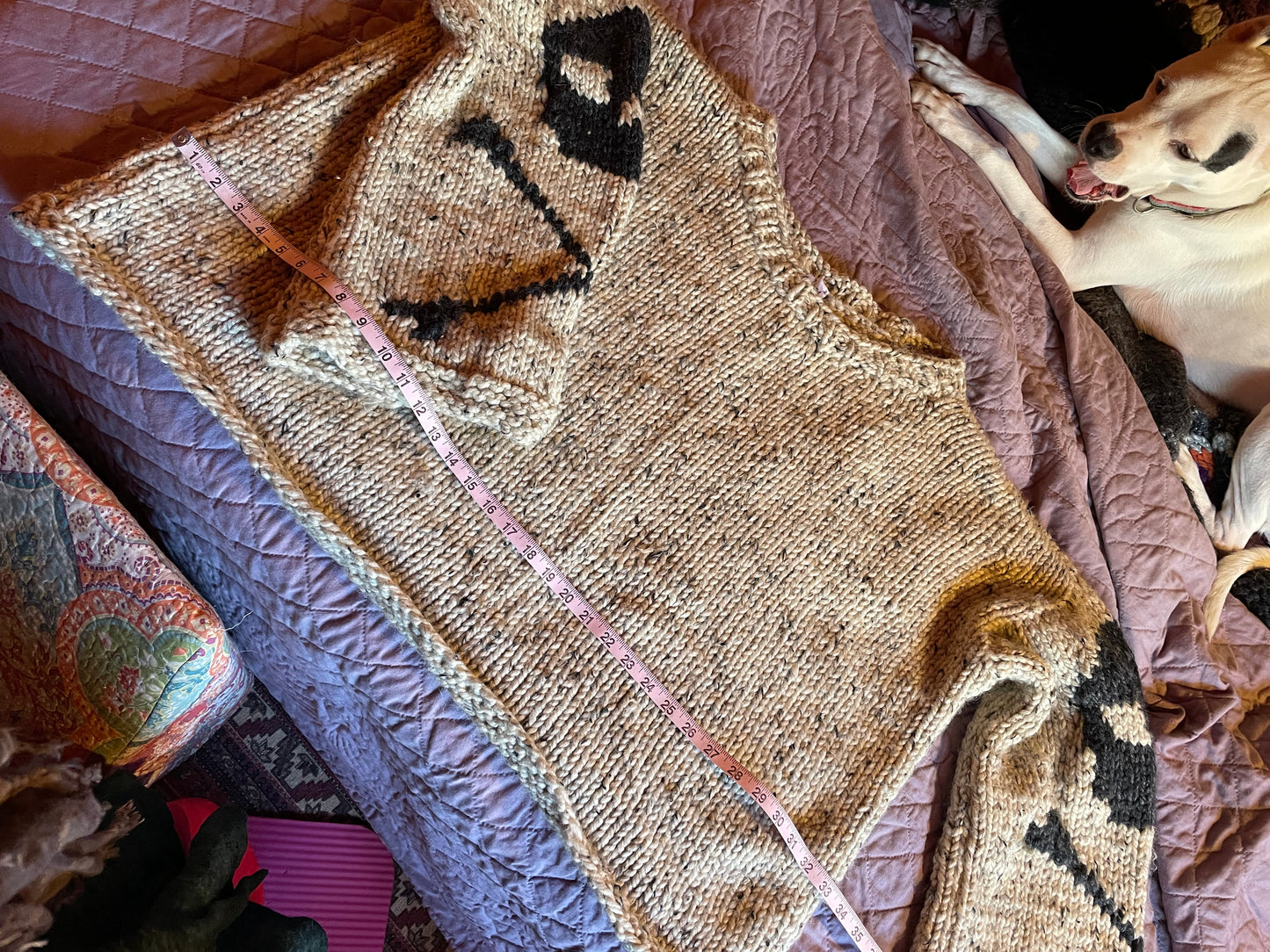 Boxy Unisex Skull Sweater — Oatmeal + Charcoal Heather 4-5XL