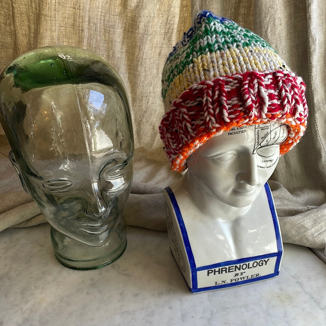 Hand knitted rainbow 🌈 striped beanie hat