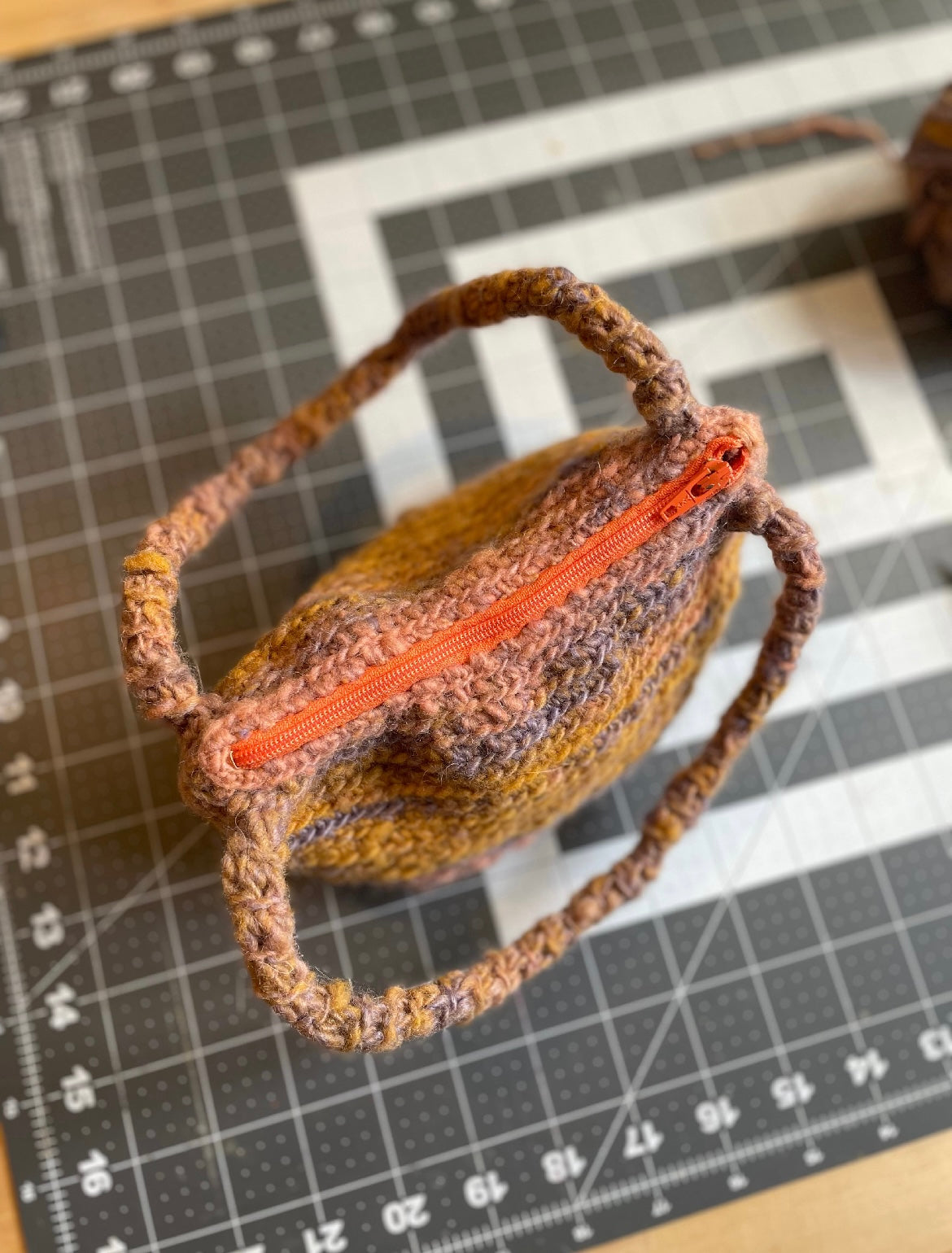 The Sunset Boho Crochet Purse - Handmade Wool Top Handle with Lining - Artisanal Gift for Her, Unique Women's Accessory