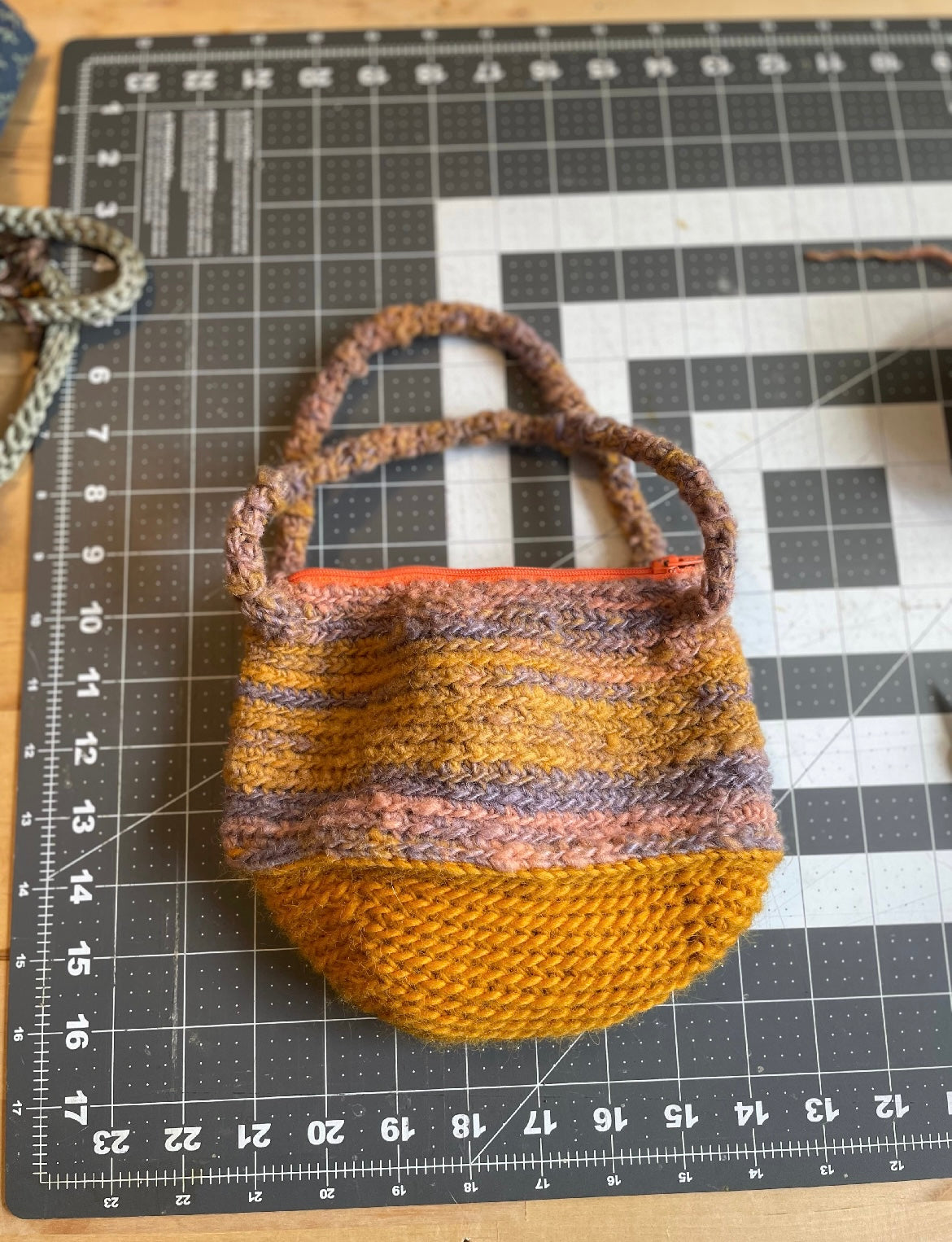 The Sunset Boho Crochet Purse - Handmade Wool Top Handle with Lining - Artisanal Gift for Her, Unique Women's Accessory