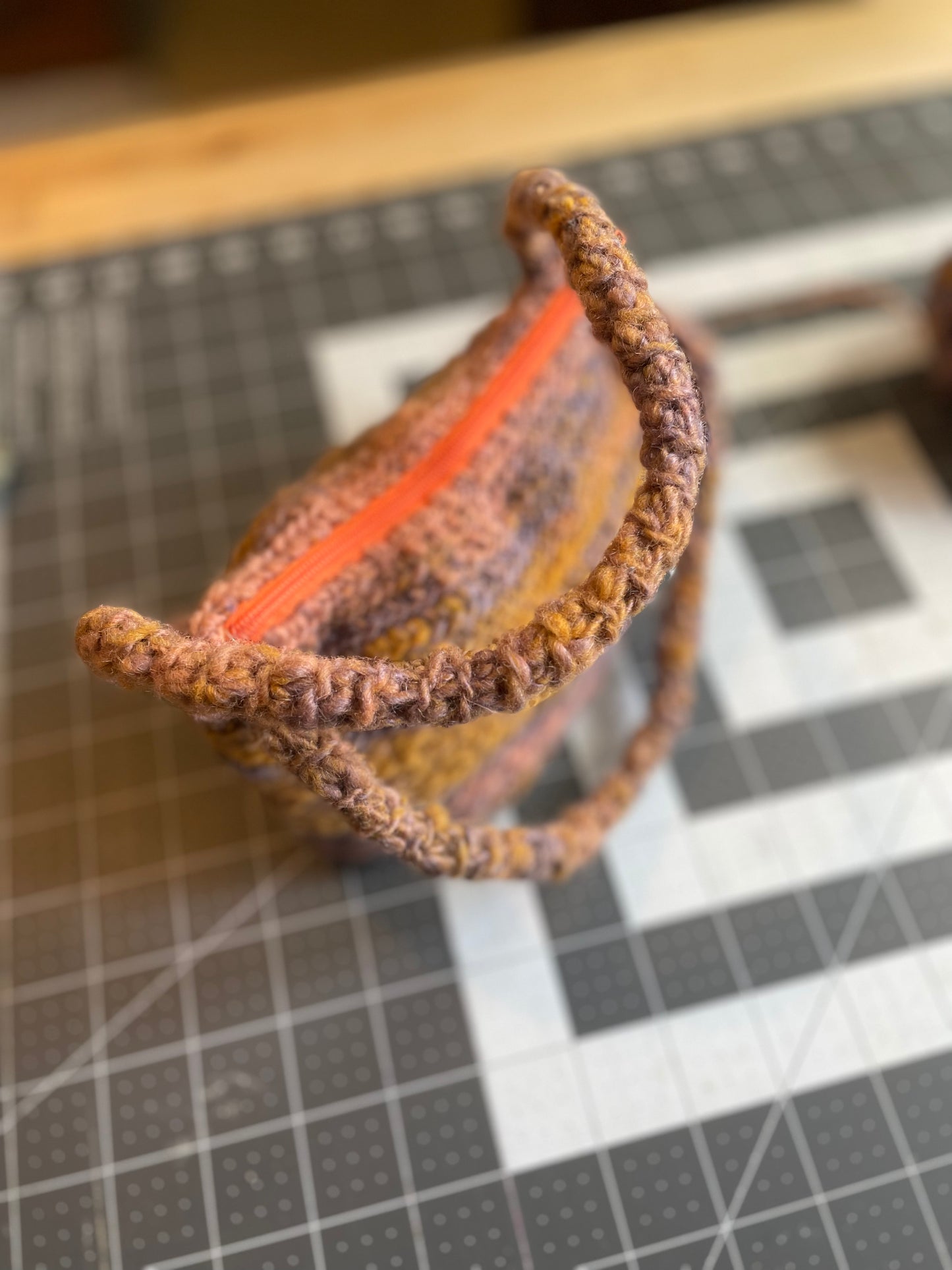 The Sunset Boho Crochet Purse - Handmade Wool Top Handle with Lining - Artisanal Gift for Her, Unique Women's Accessory