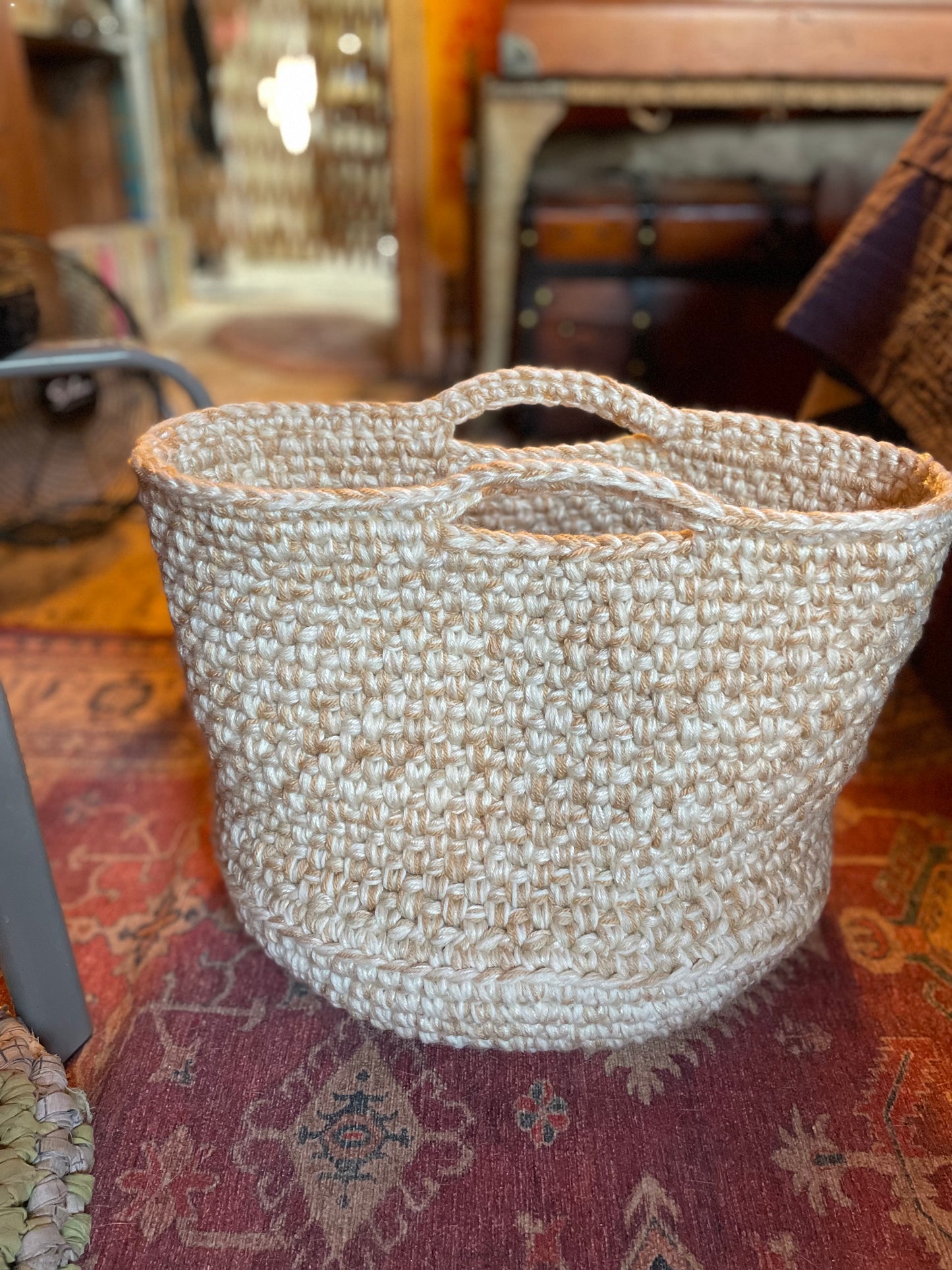 Hand-Crocheted Boho Basket: The Perfect Blend of Style and Function