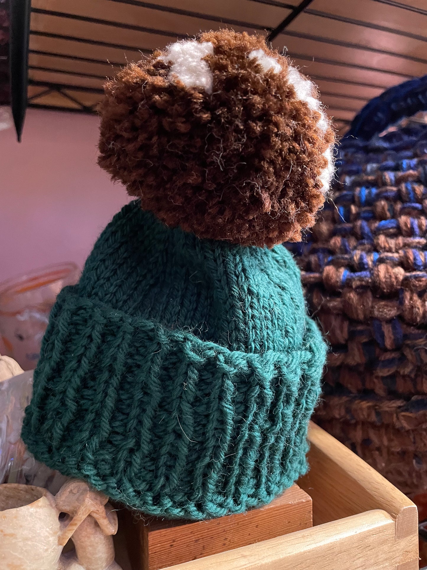 New born baby football 🏈 fans! Hand knit beanie hat with removable 🏈 pom pom