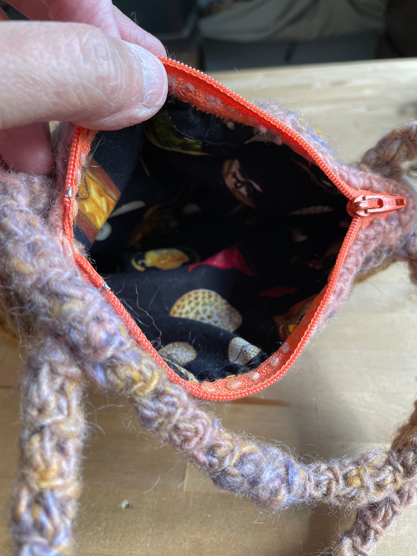 The Sunset Boho Crochet Purse - Handmade Wool Top Handle with Lining - Artisanal Gift for Her, Unique Women's Accessory