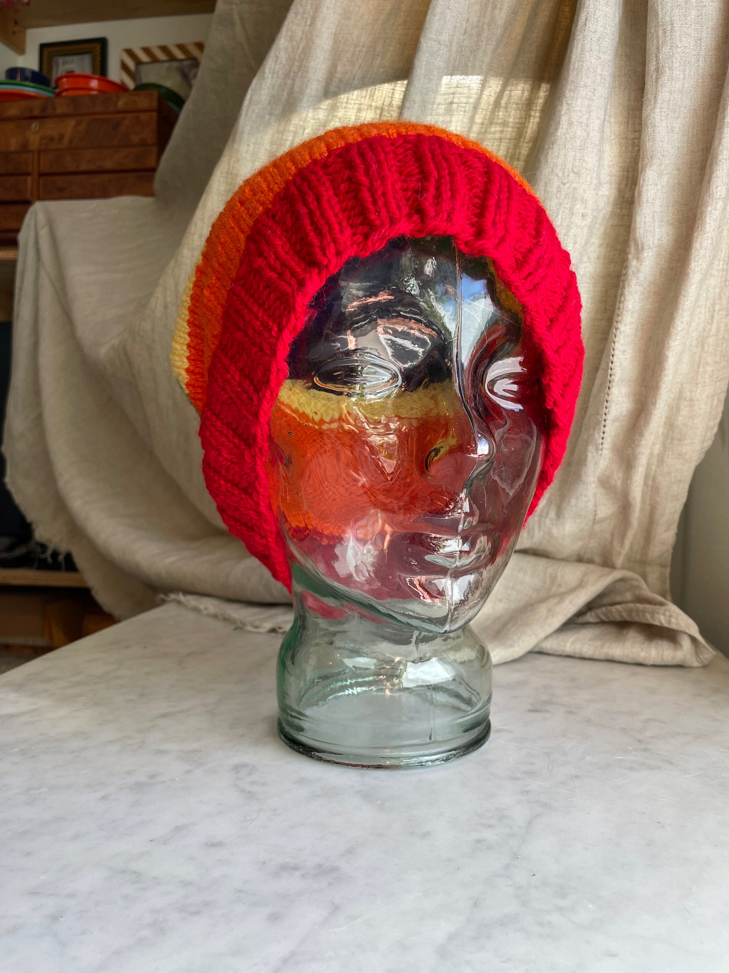 Hand knitted Rainbow 🌈 Light weight XL slouchy Beanie