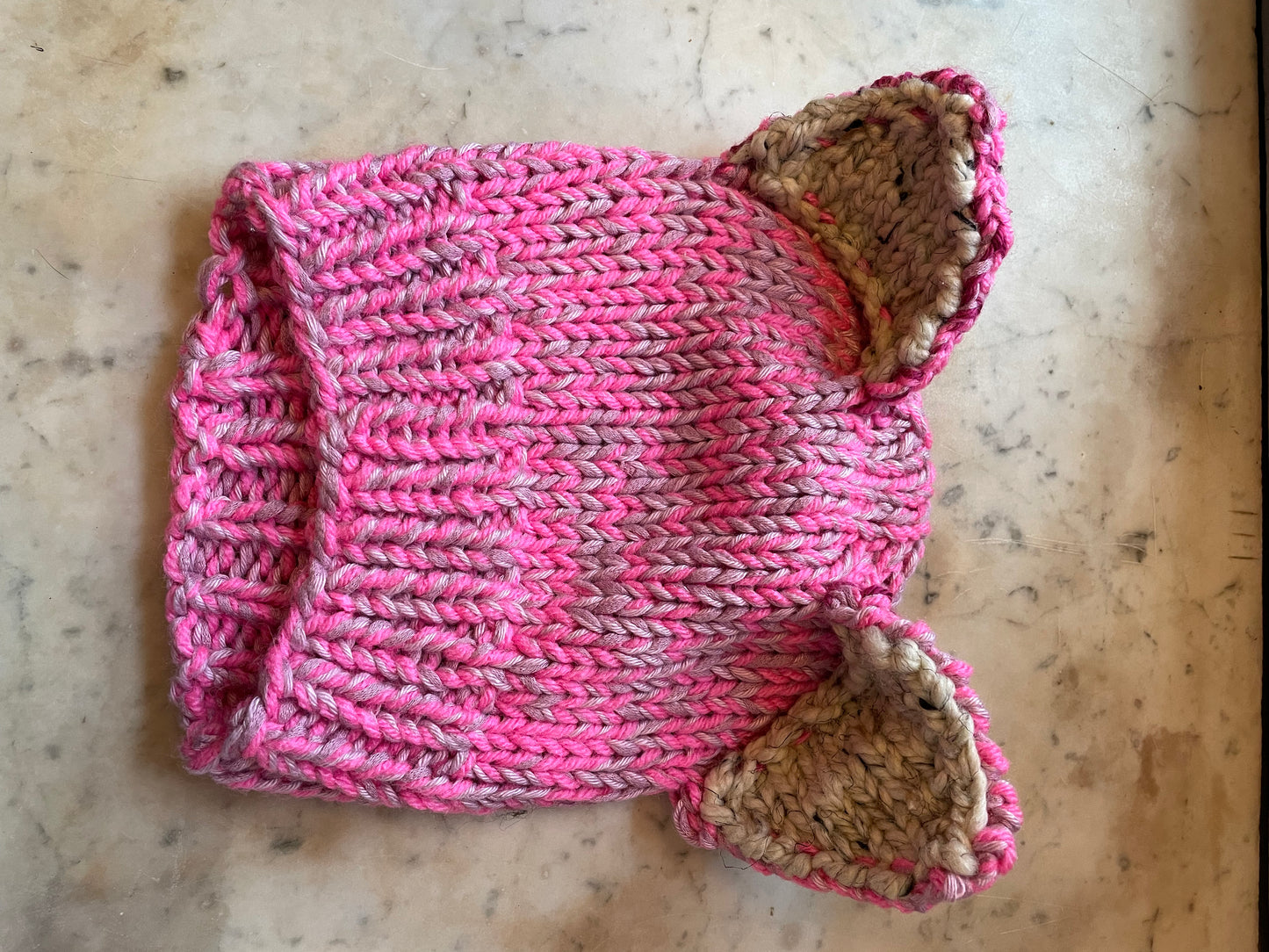 Hand-Knitted Pink Pussy hat with Cat Ears – Small Adult/Teen