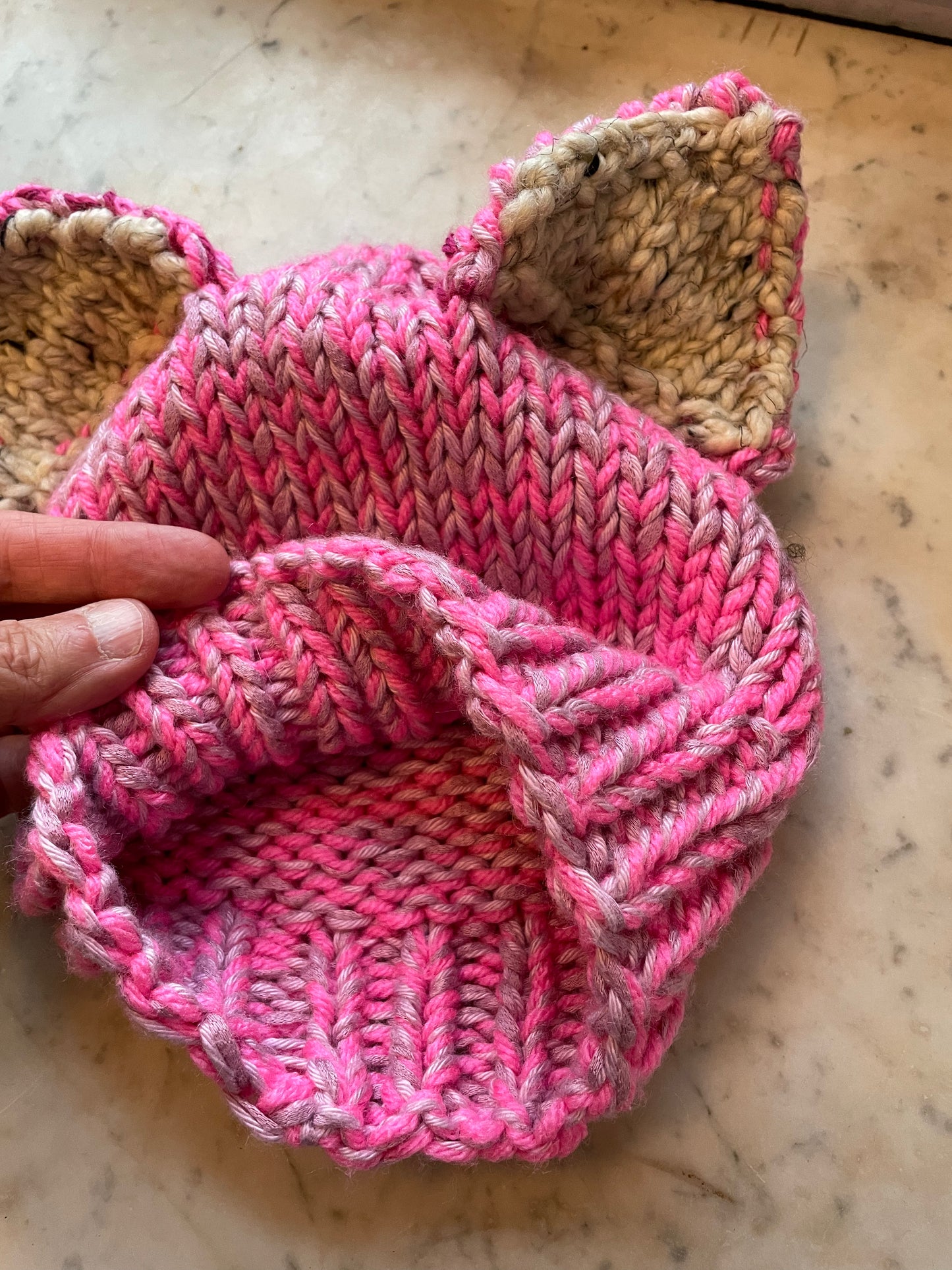 Hand-Knitted Pink Pussy hat with Cat Ears – Small Adult/Teen