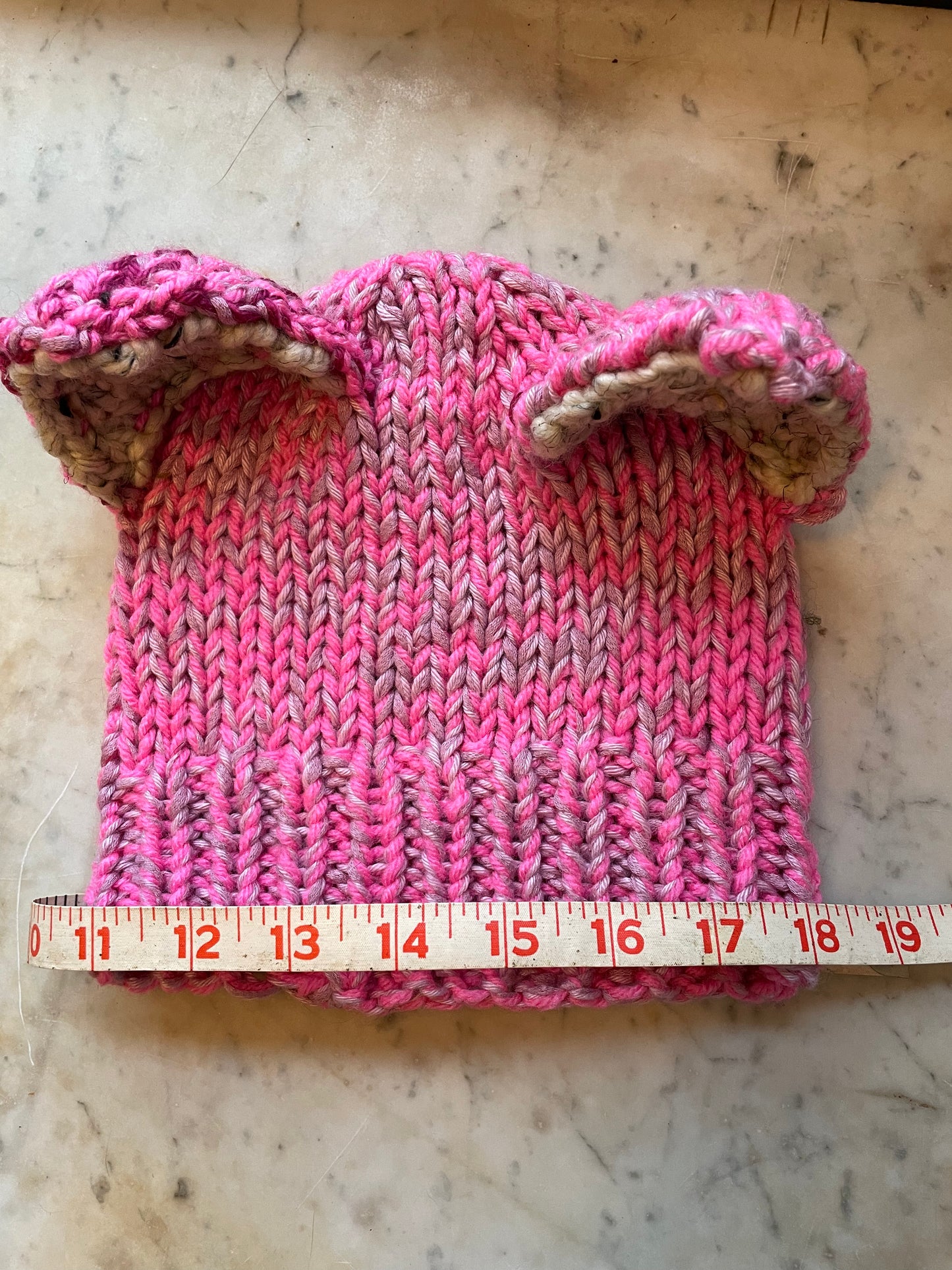 Hand-Knitted Pink Pussy hat with Cat Ears – Small Adult/Teen