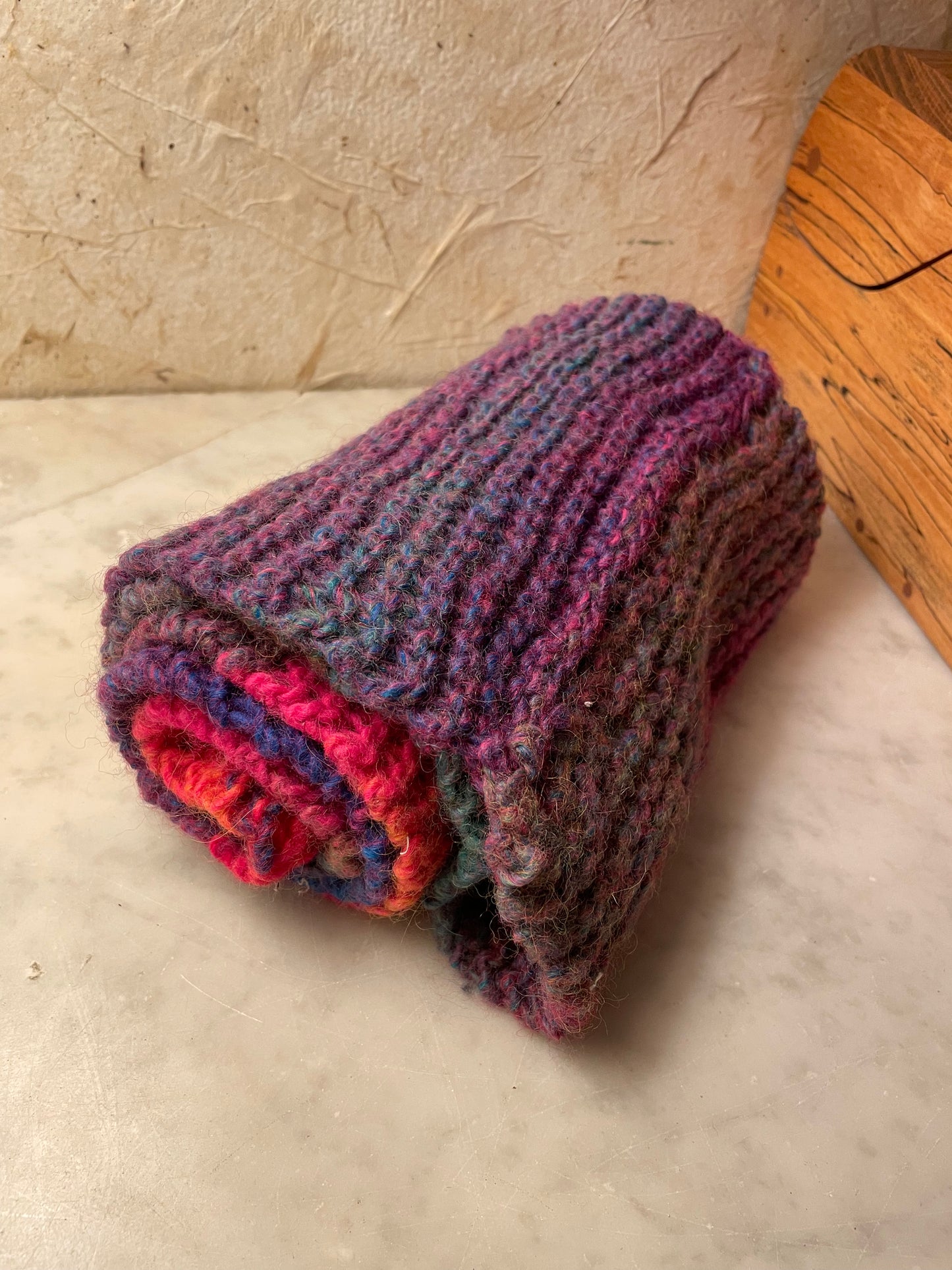 Hand Knitted Gradient Wool Infinity Scarf | Cozy Multicolor Winter Scarf | Unique Artisan Gift