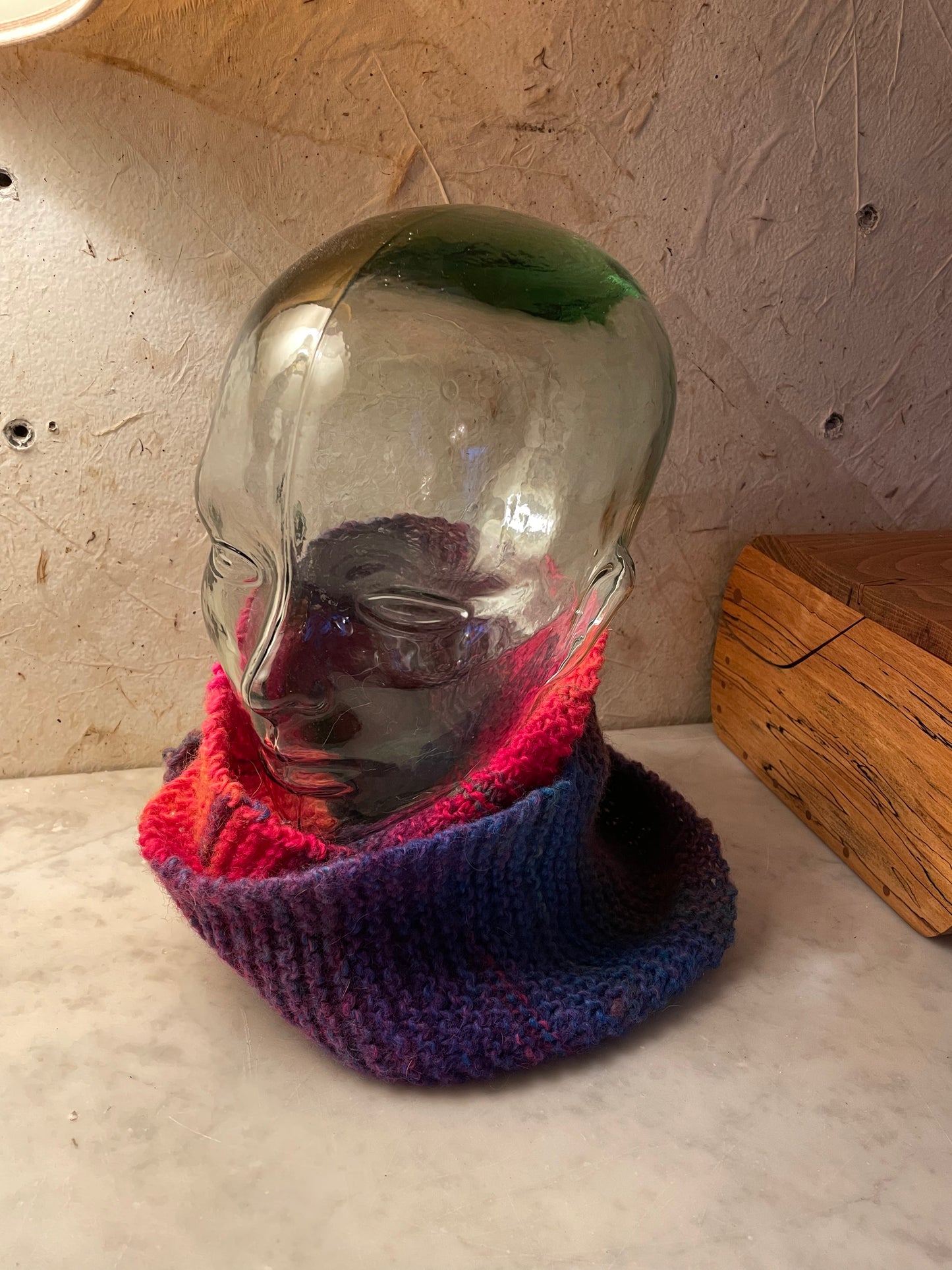 Hand Knitted Gradient Wool Infinity Scarf | Cozy Multicolor Winter Scarf | Unique Artisan Gift