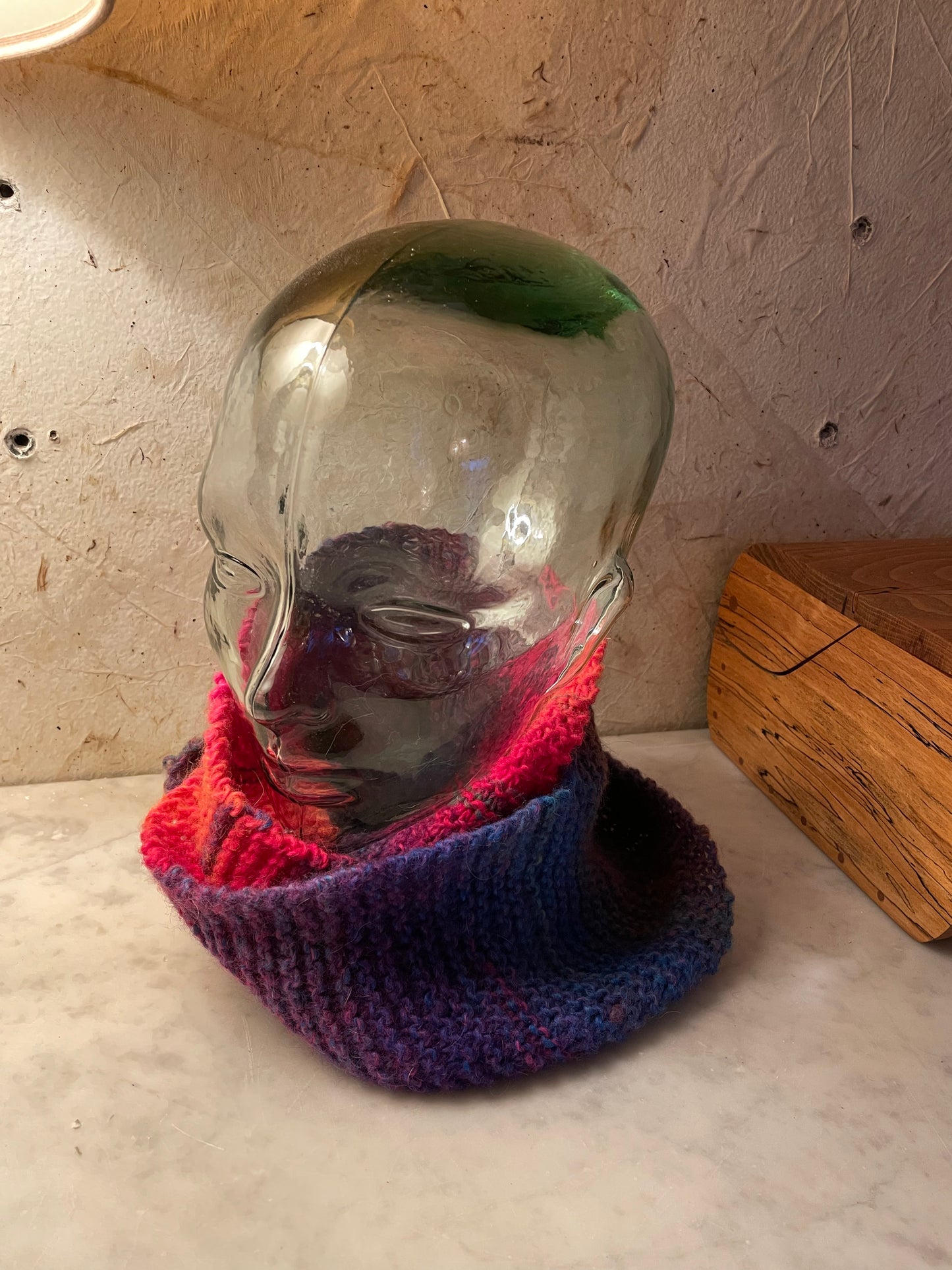 Hand Knitted Gradient Wool Infinity Scarf | Cozy Multicolor Winter Scarf | Unique Artisan Gift