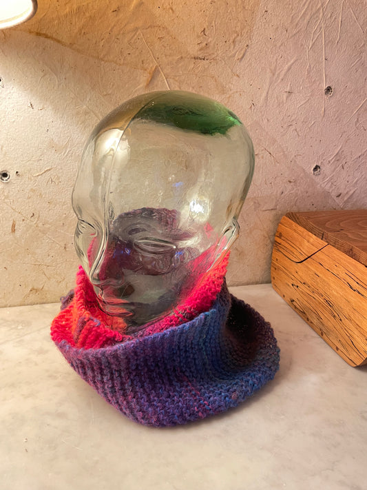 Hand Knitted Gradient Wool Infinity Scarf | Cozy Multicolor Winter Scarf | Unique Artisan Gift