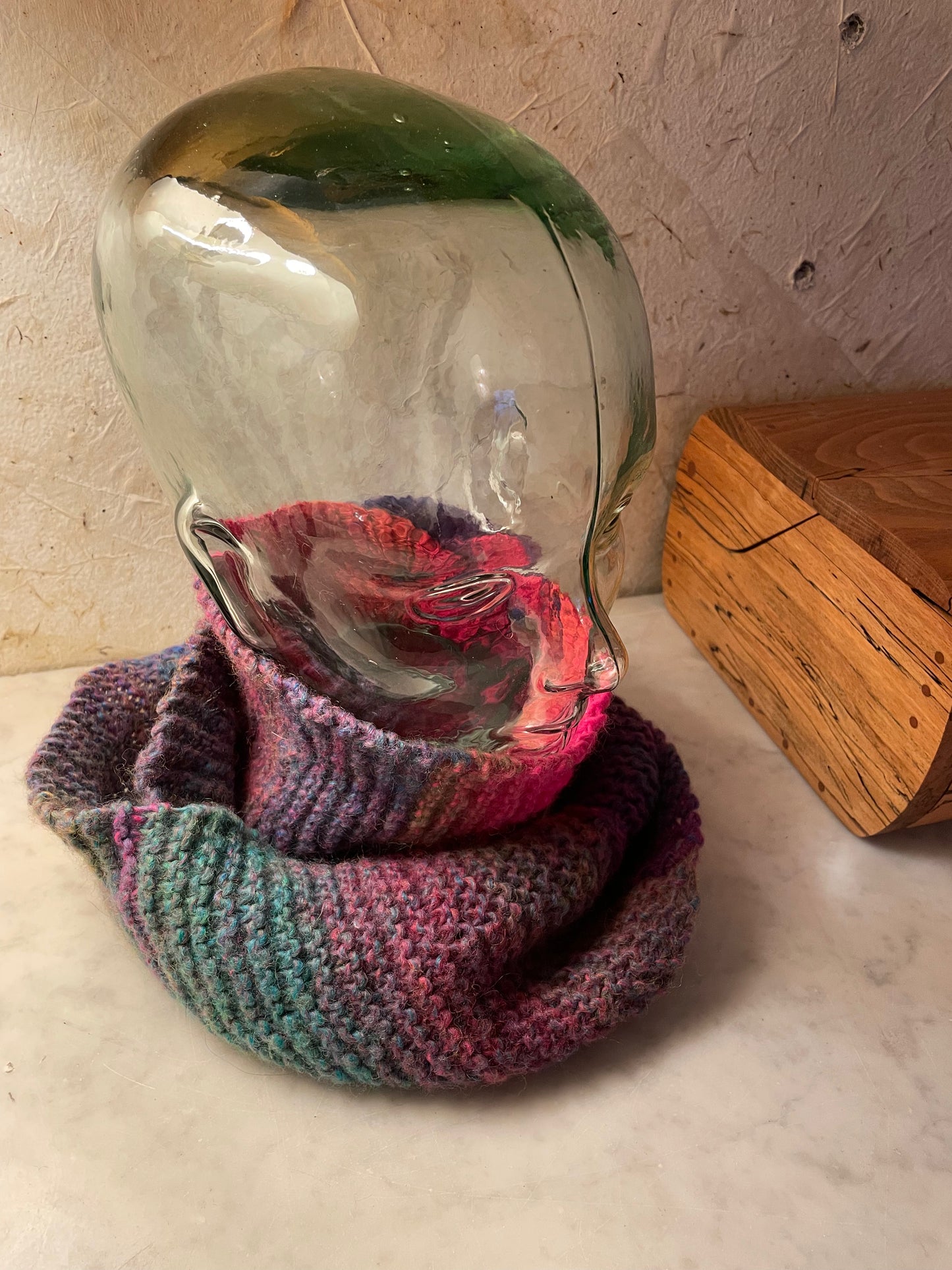 Hand Knitted Gradient Wool Infinity Scarf | Cozy Multicolor Winter Scarf | Unique Artisan Gift