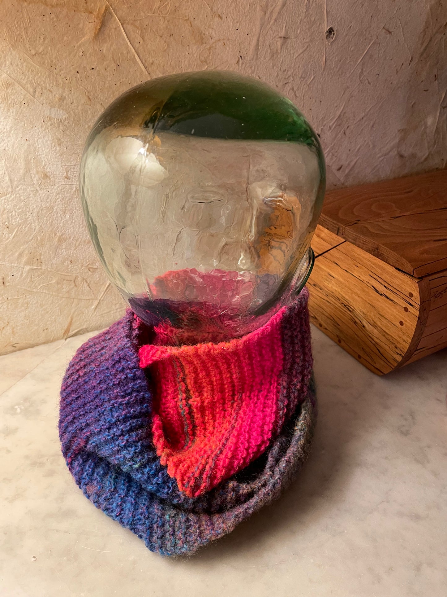 Hand Knitted Gradient Wool Infinity Scarf | Cozy Multicolor Winter Scarf | Unique Artisan Gift