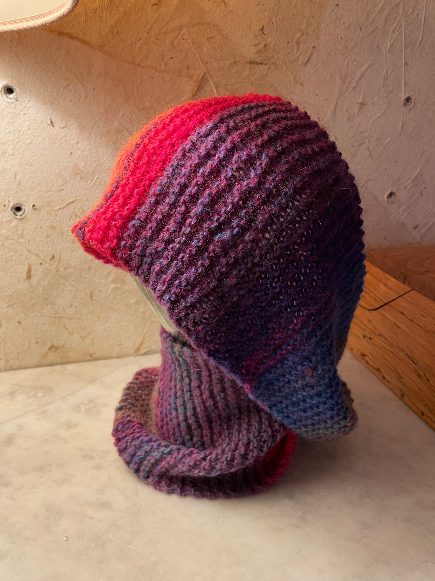 Hand Knitted Gradient Wool Infinity Scarf | Cozy Multicolor Winter Scarf | Unique Artisan Gift