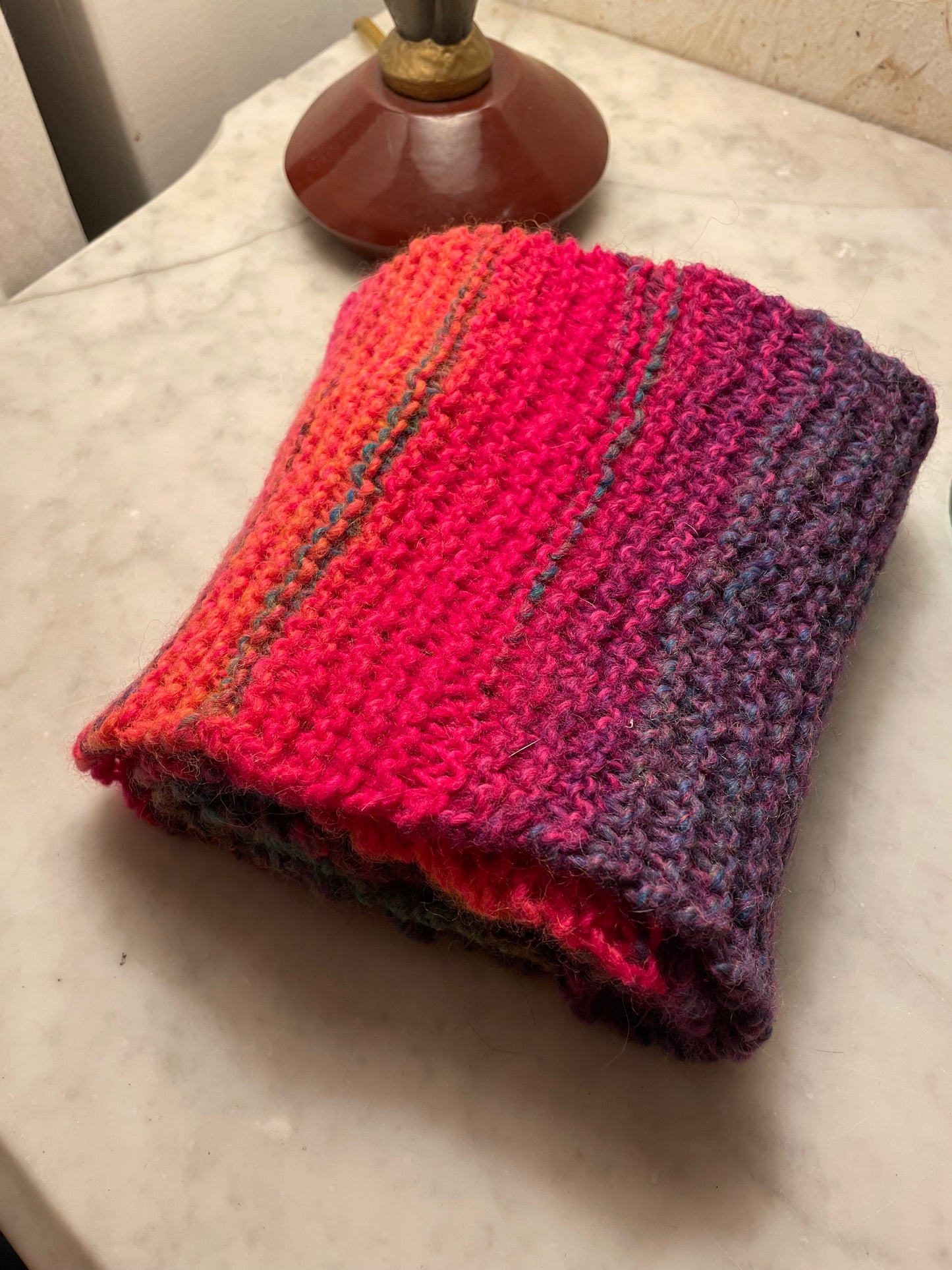 Hand Knitted Gradient Wool Infinity Scarf | Cozy Multicolor Winter Scarf | Unique Artisan Gift