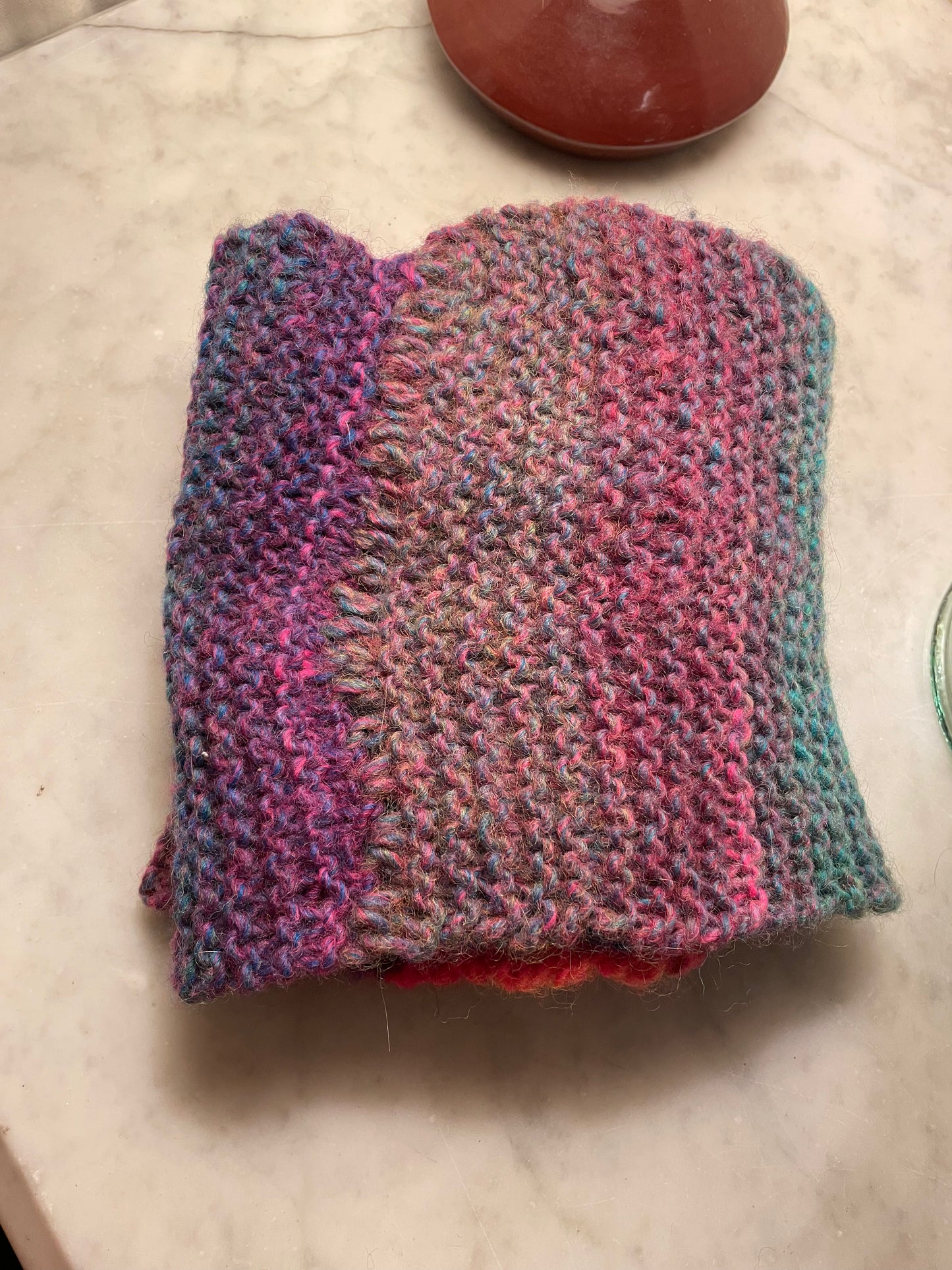 Hand Knitted Gradient Wool Infinity Scarf | Cozy Multicolor Winter Scarf | Unique Artisan Gift