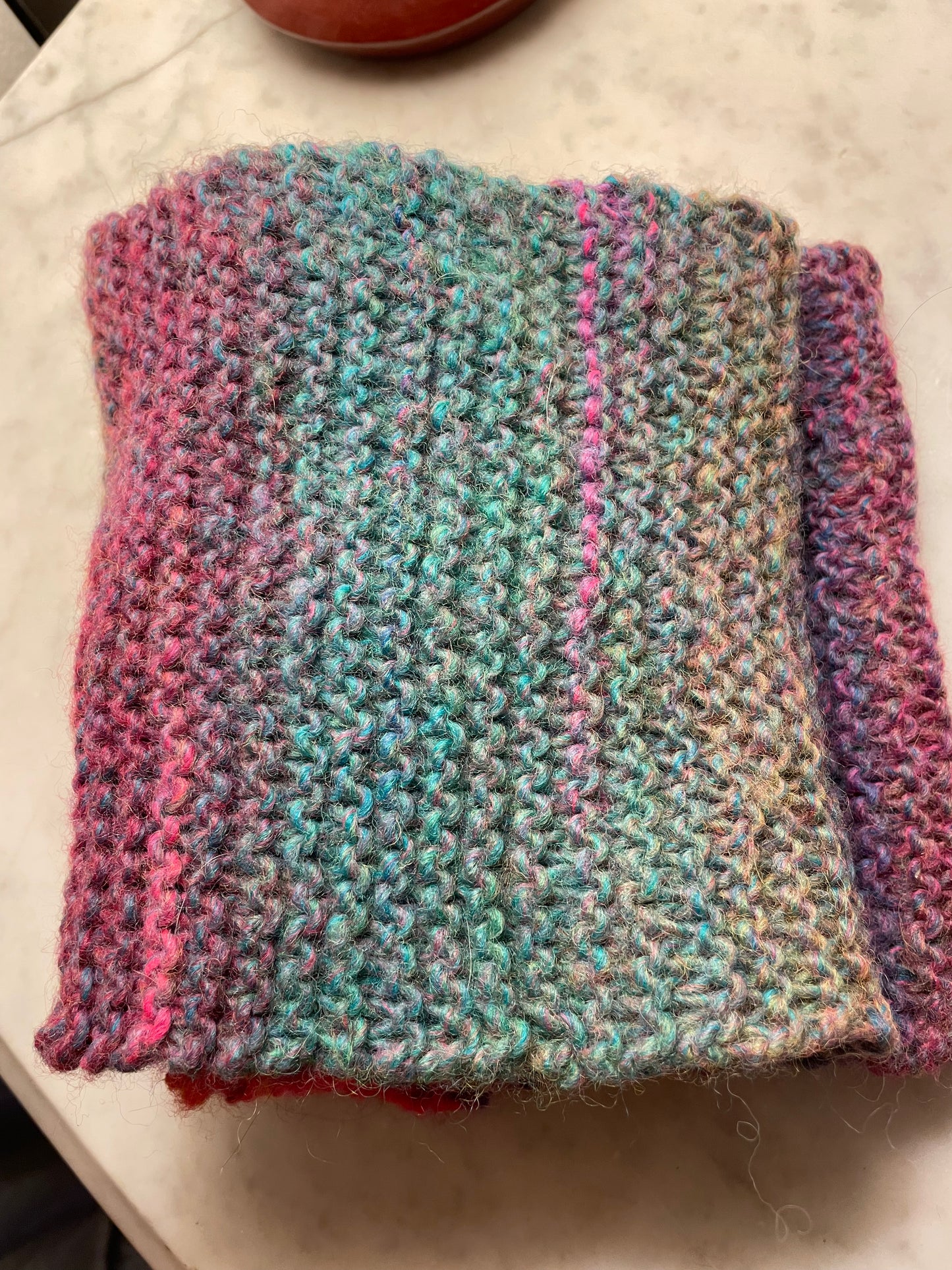 Hand Knitted Gradient Wool Infinity Scarf | Cozy Multicolor Winter Scarf | Unique Artisan Gift