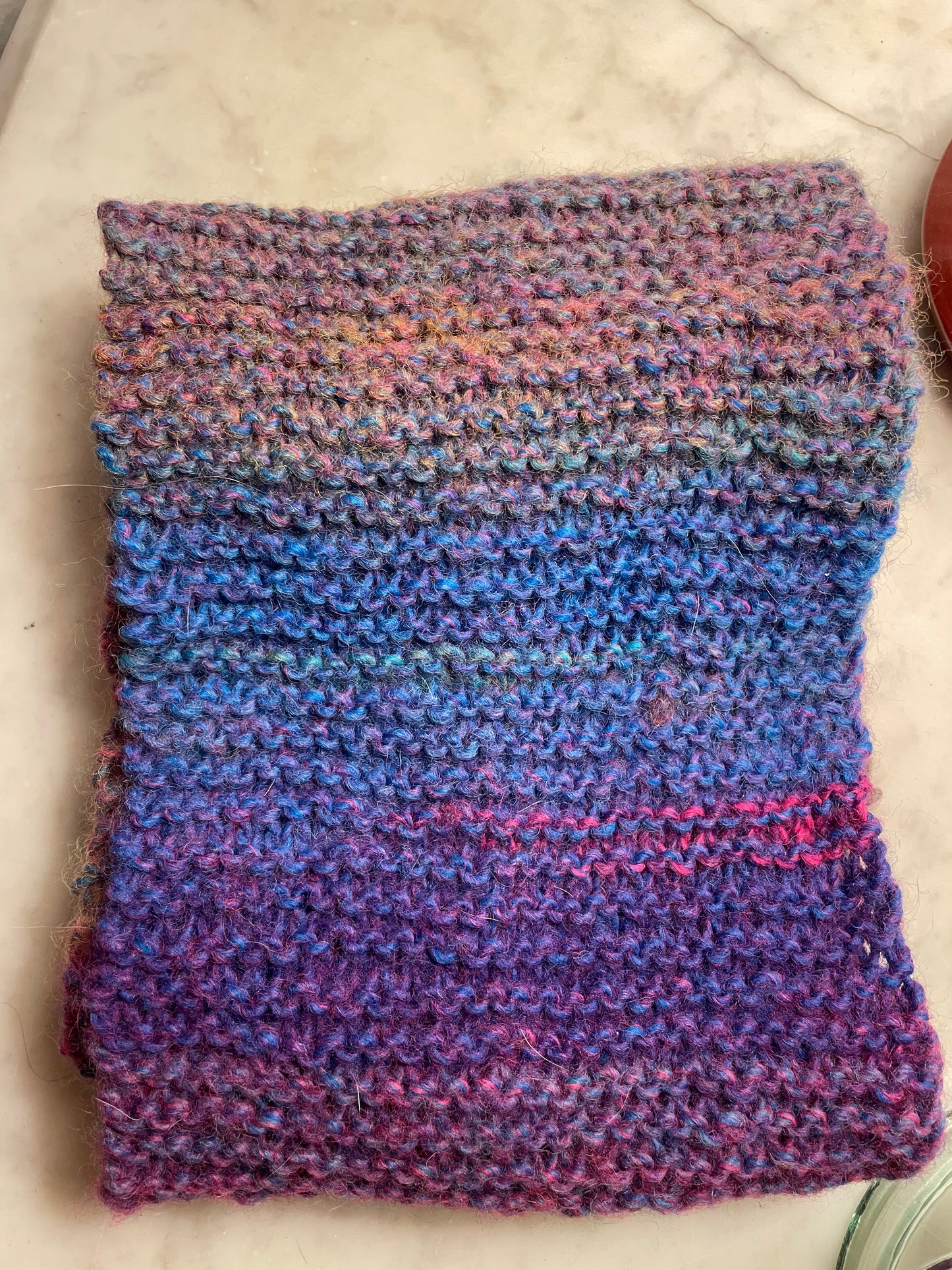 Hand Knitted Gradient Wool Infinity Scarf | Cozy Multicolor Winter Scarf | Unique Artisan Gift