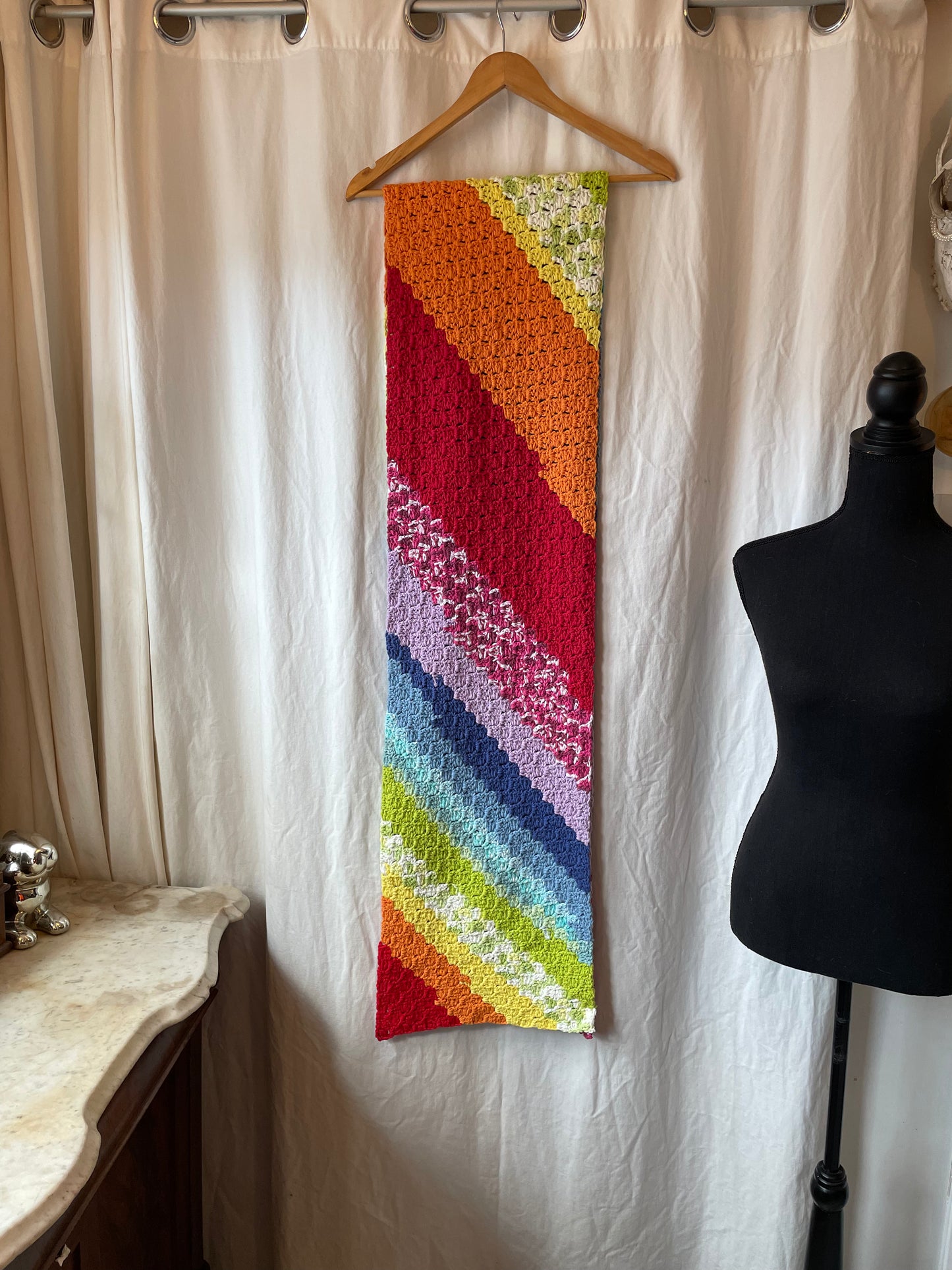The Cotton Rainbow Scarf | Substantial 100% Cotton | 8-Foot Crocheted Wrap