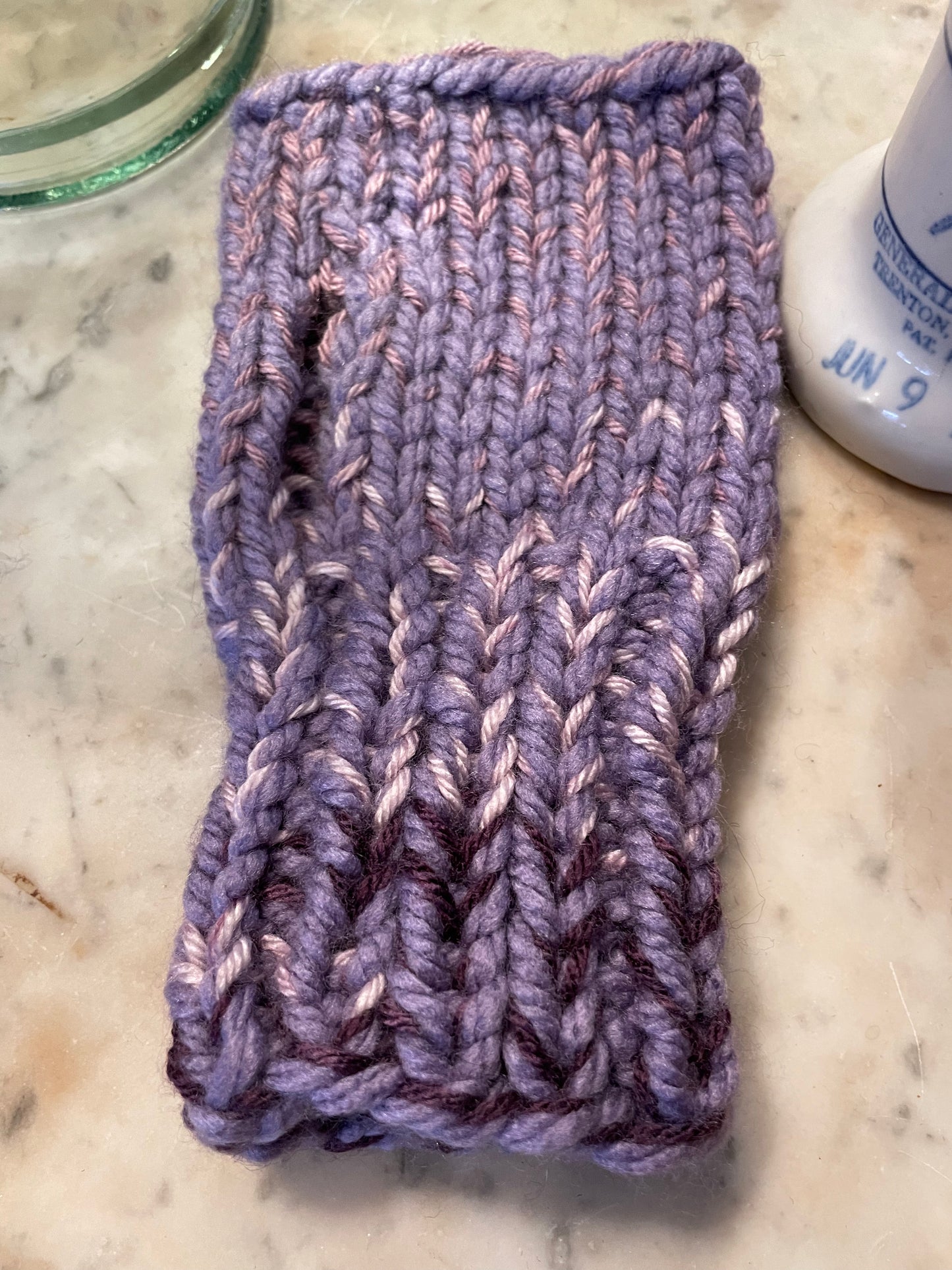 Hand  knitted lavender fingerless gloves size medium