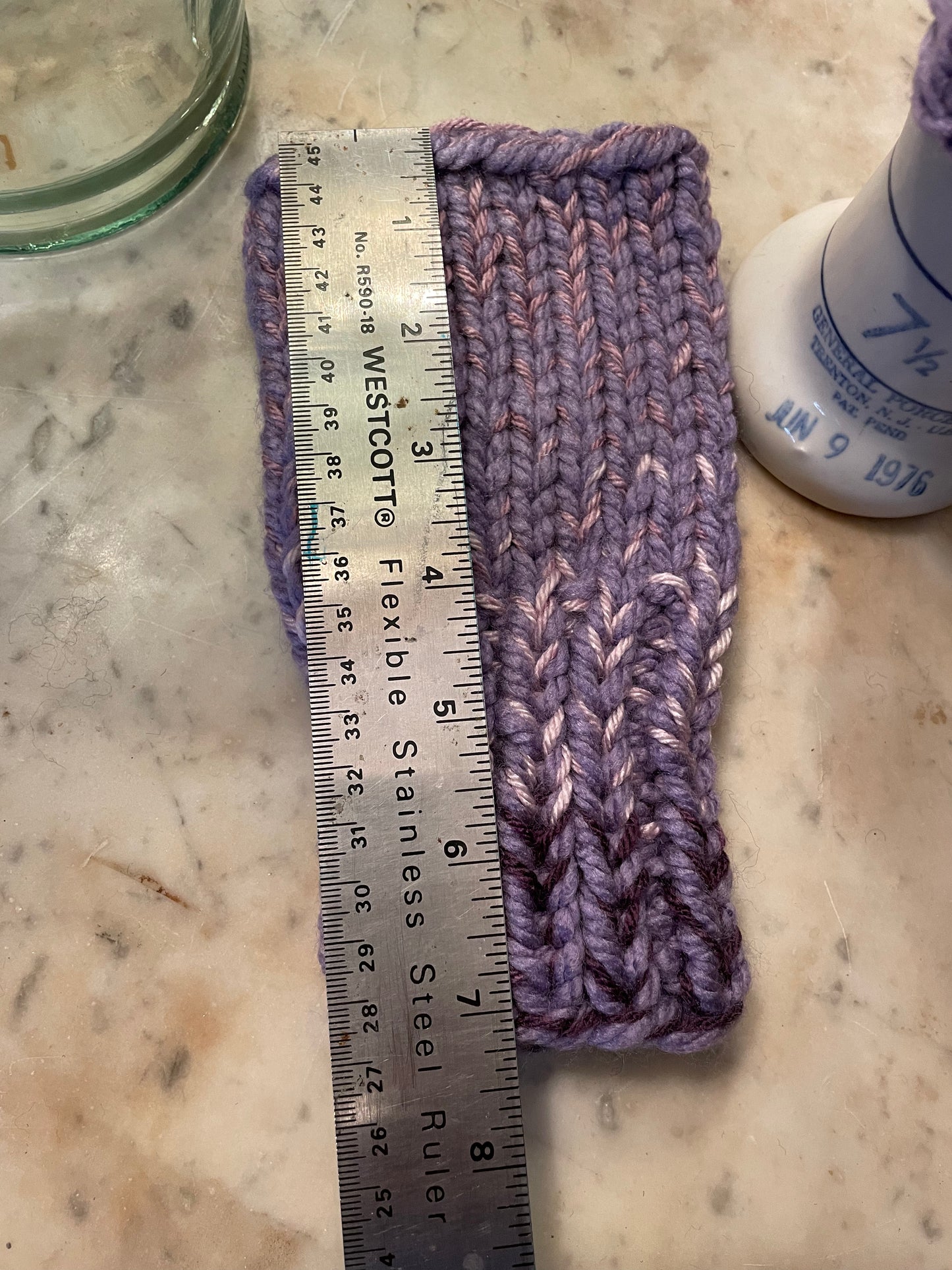 Hand  knitted lavender fingerless gloves size medium