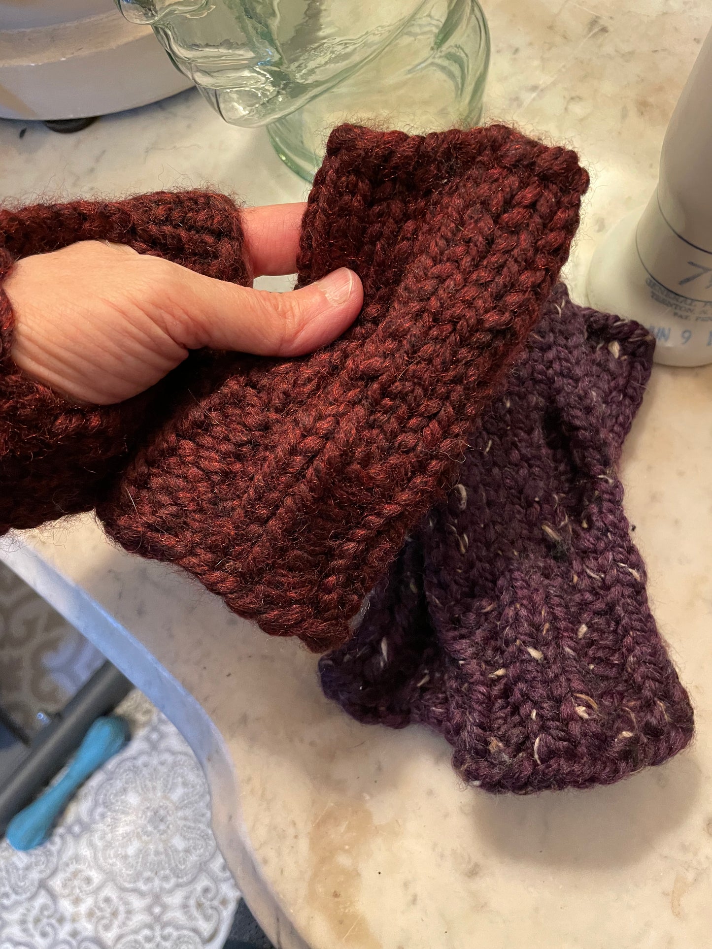 Washable wool blend fingerless gloves size small