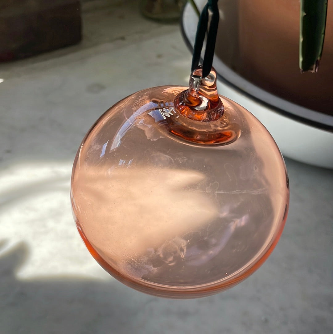 Clear coral Handblown glass holiday ball