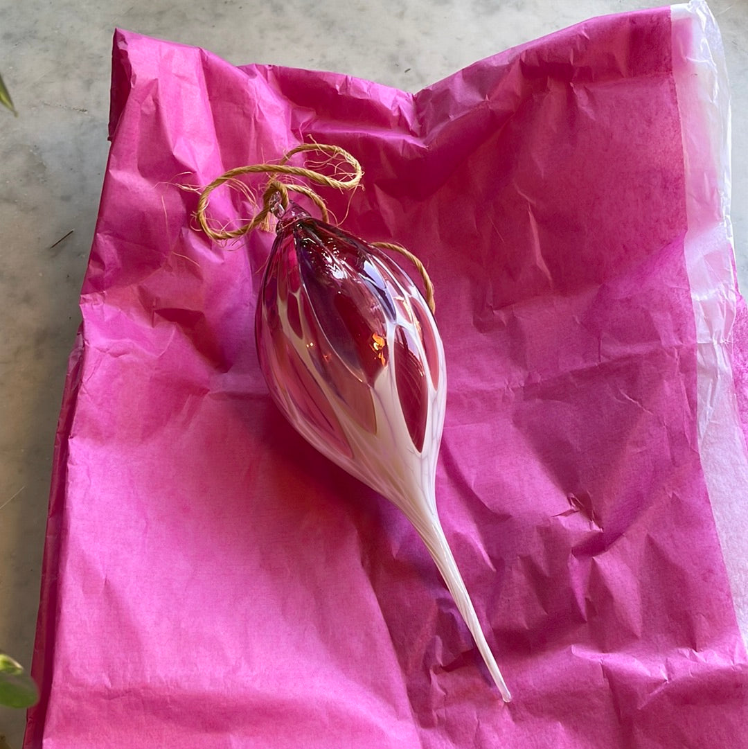 Pink Handblown glass finial ornament