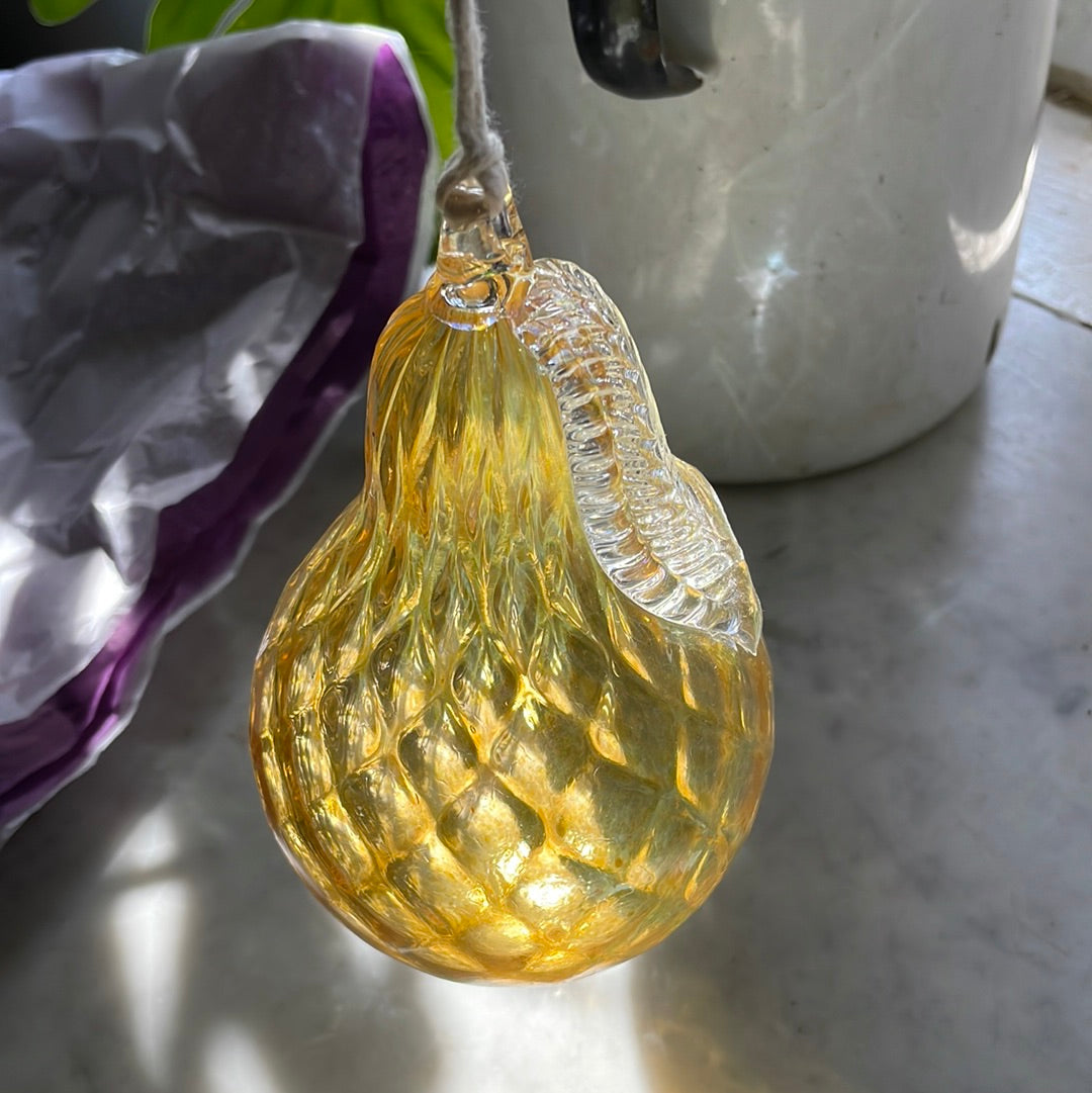 Golden Glass Pear handblown