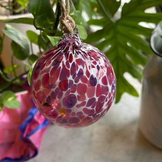 Pink Handblown speckled glass orb