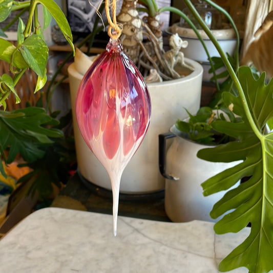 Pink Handblown glass finial ornament