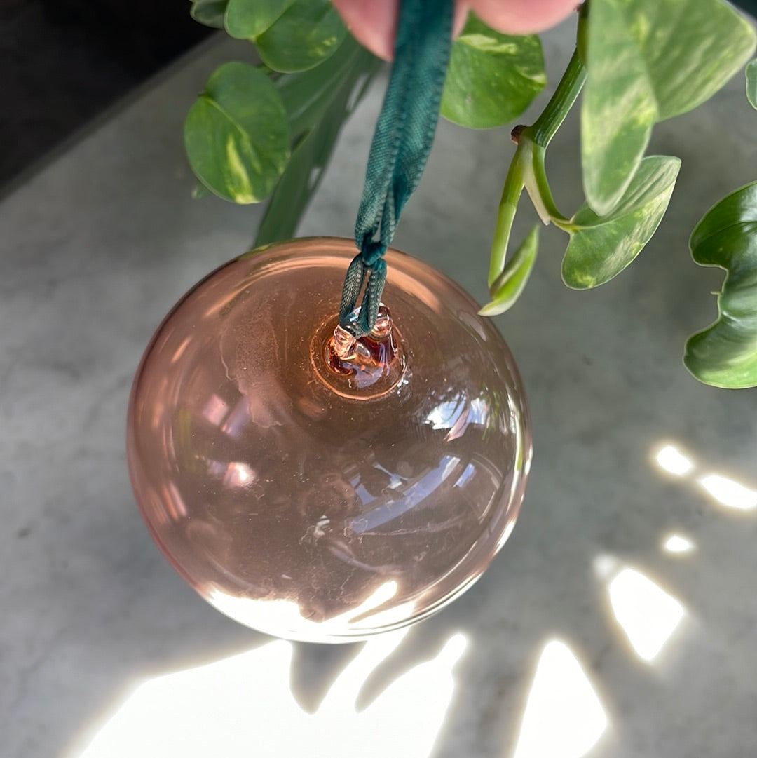 Clear coral Handblown glass holiday ball