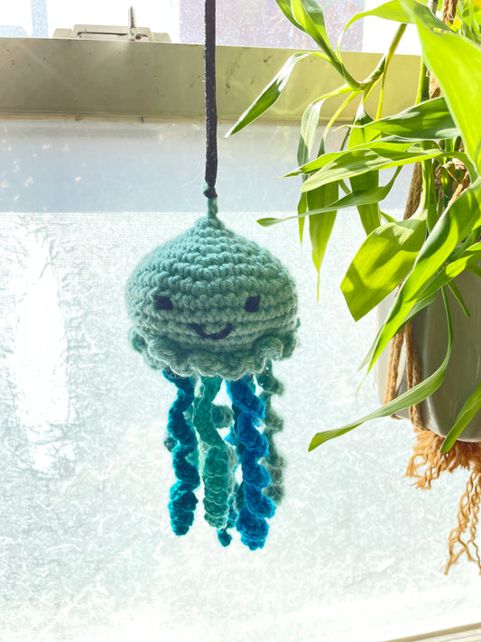 Hand crocheted jellyfish amigurumi