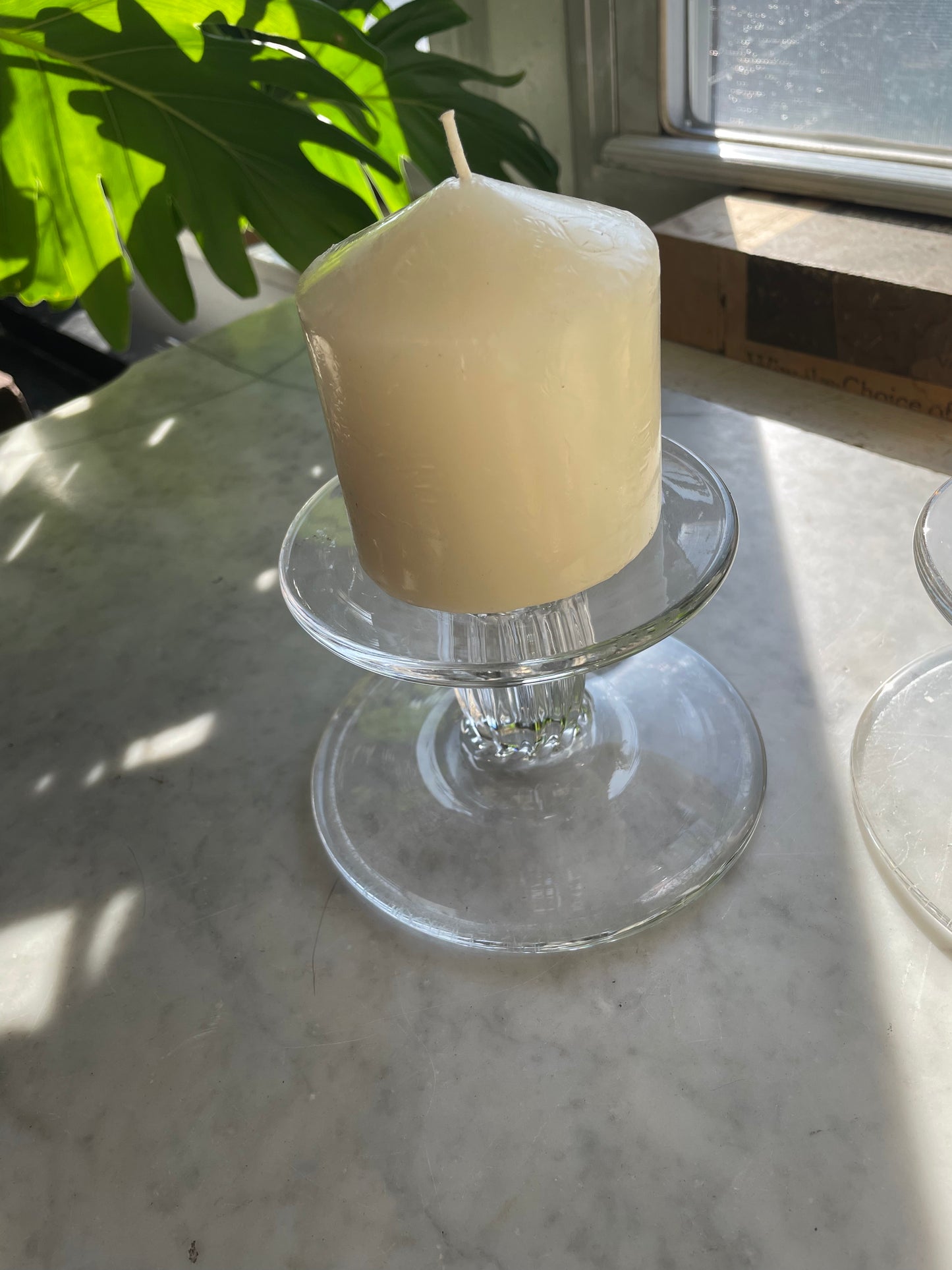 Pair of Vintage Who Dog Studios hand blown glass pillar candle risers