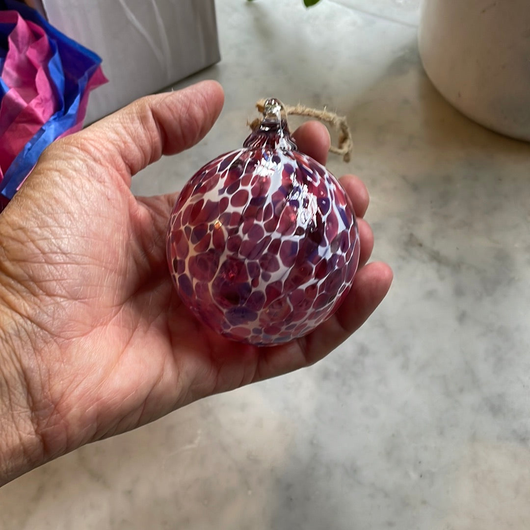 Pink Handblown speckled glass orb