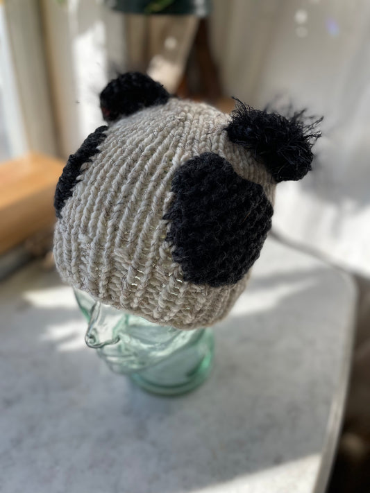 Chunky hand knit winter beanie with teddy bear ears