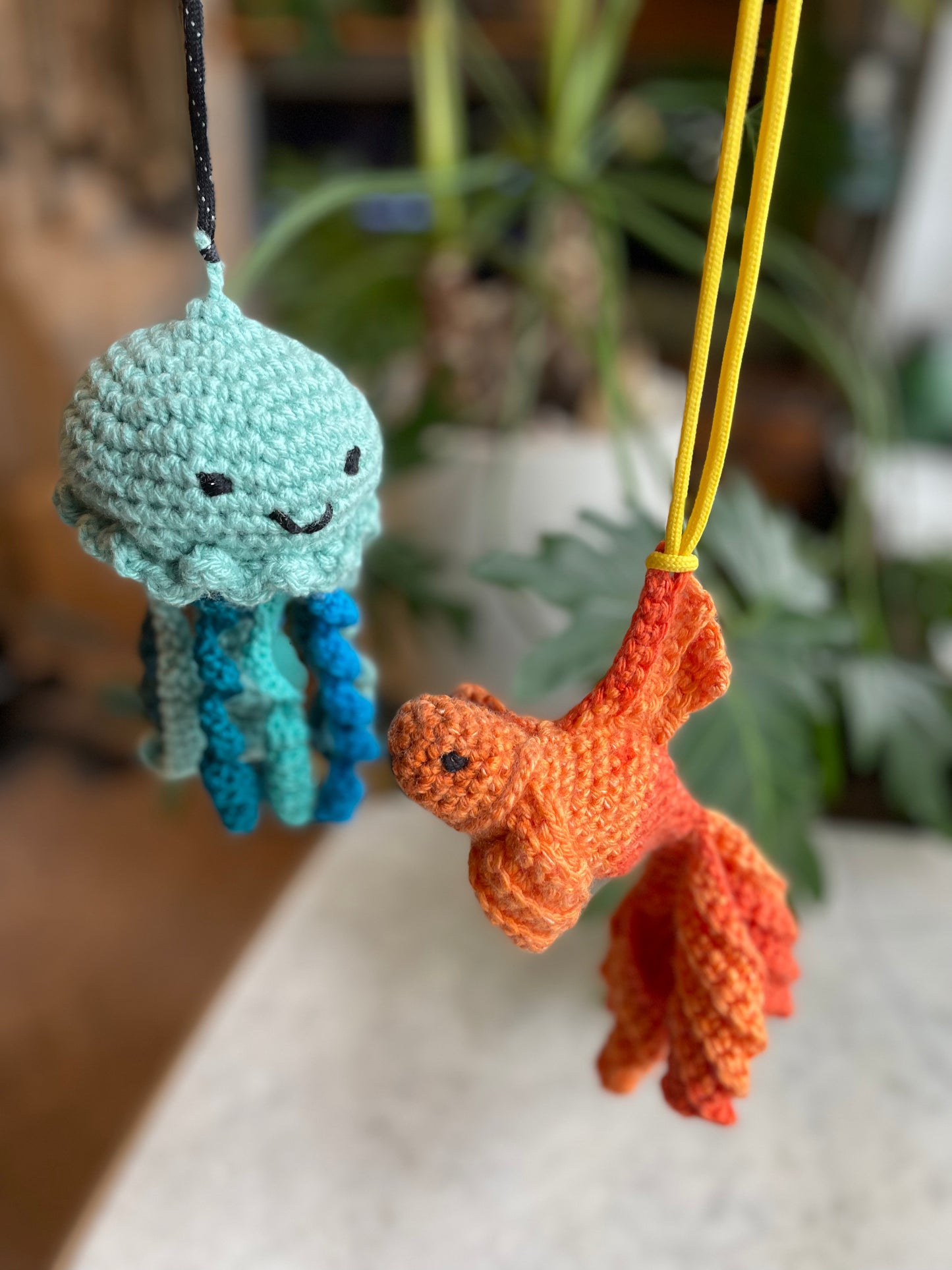 Hand crocheted jellyfish amigurumi