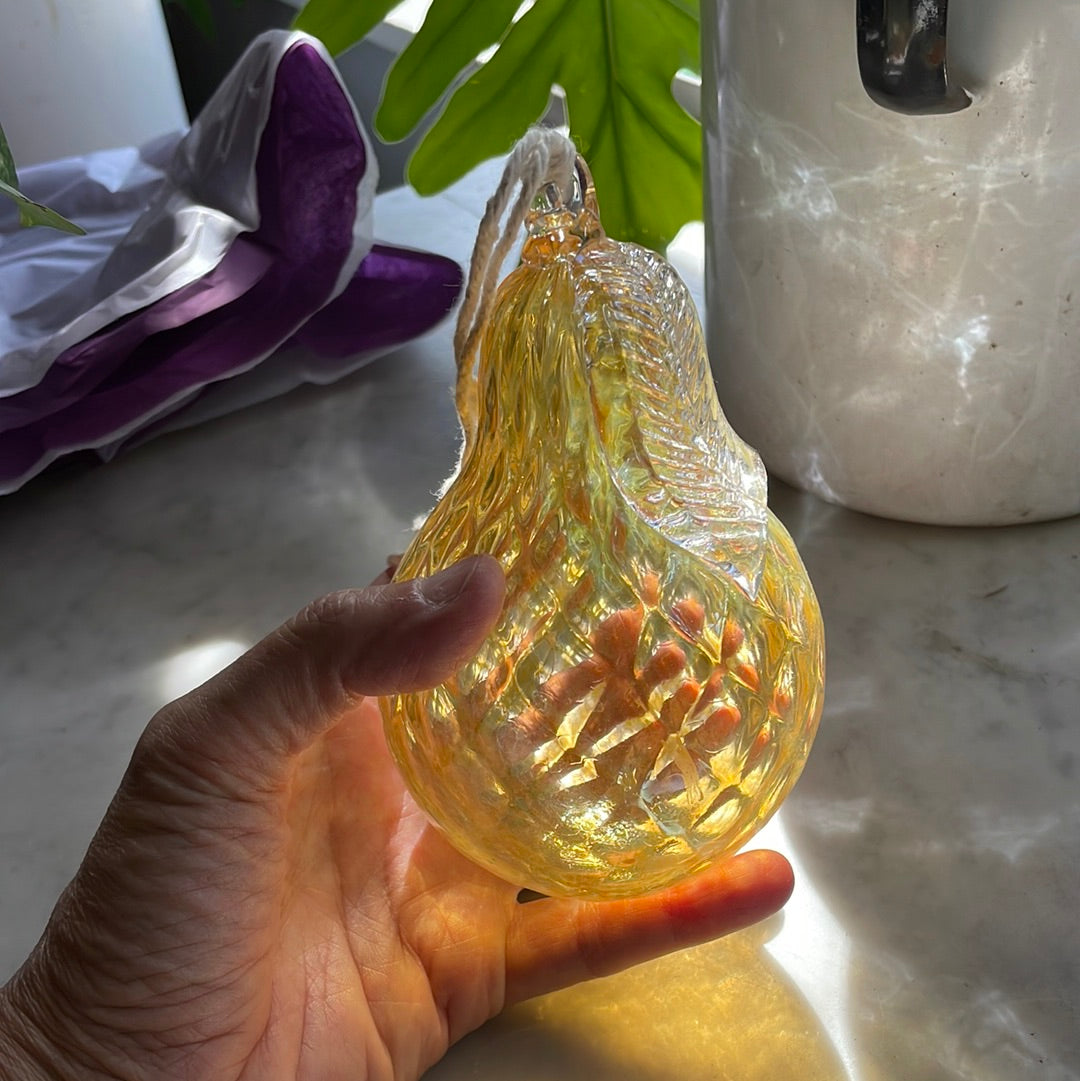 Golden Glass Pear handblown