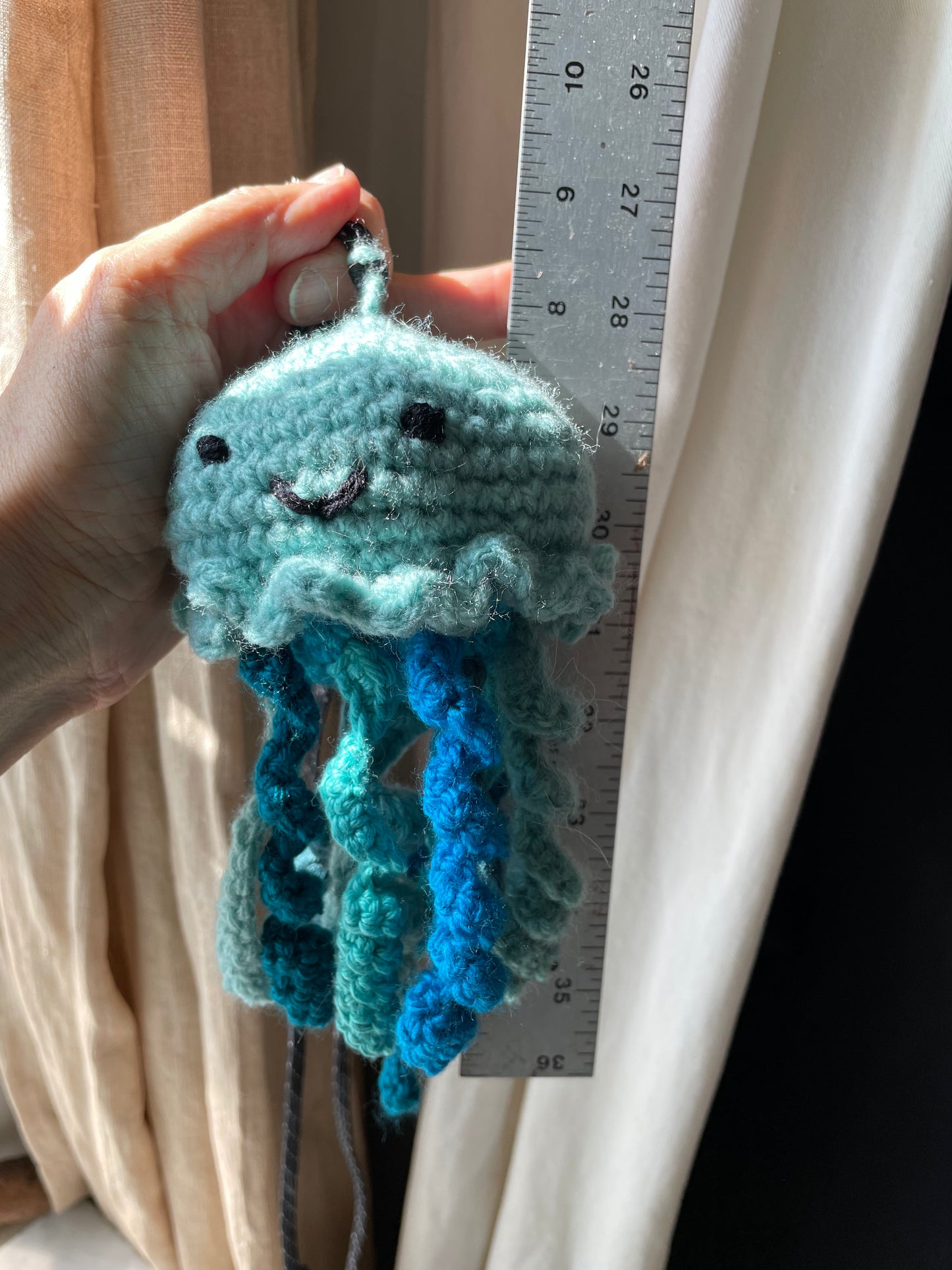 Hand crocheted jellyfish amigurumi