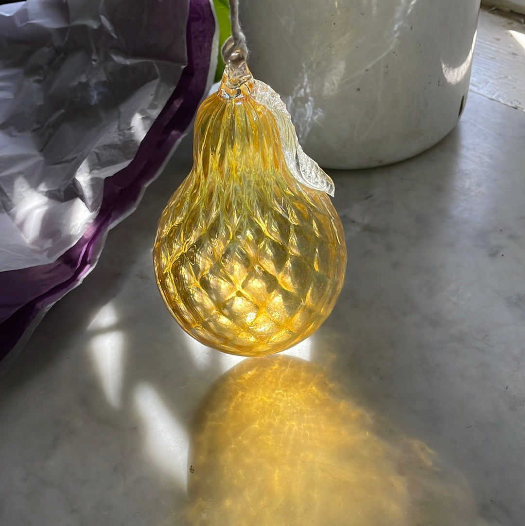 Golden Glass Pear handblown