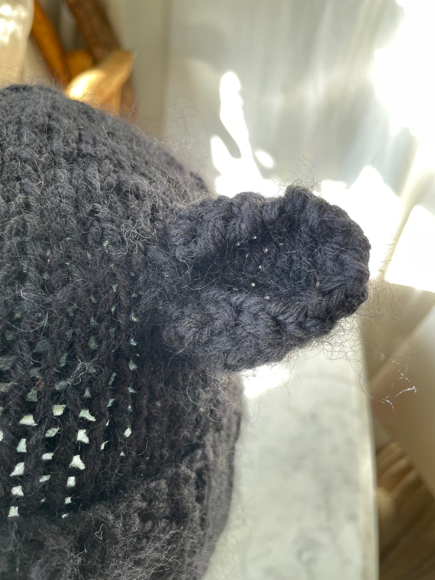 Chunky hand knit winter beanie with teddy bear ears