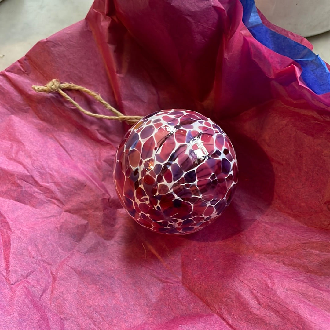 Pink Handblown speckled glass orb