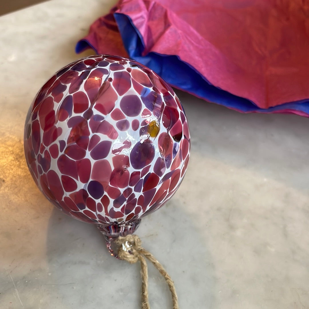 Pink Handblown speckled glass orb
